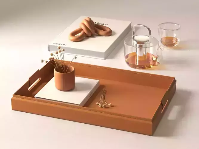 Tray with Teapot Composition 3D model Tray with Teapot Composition 3D model