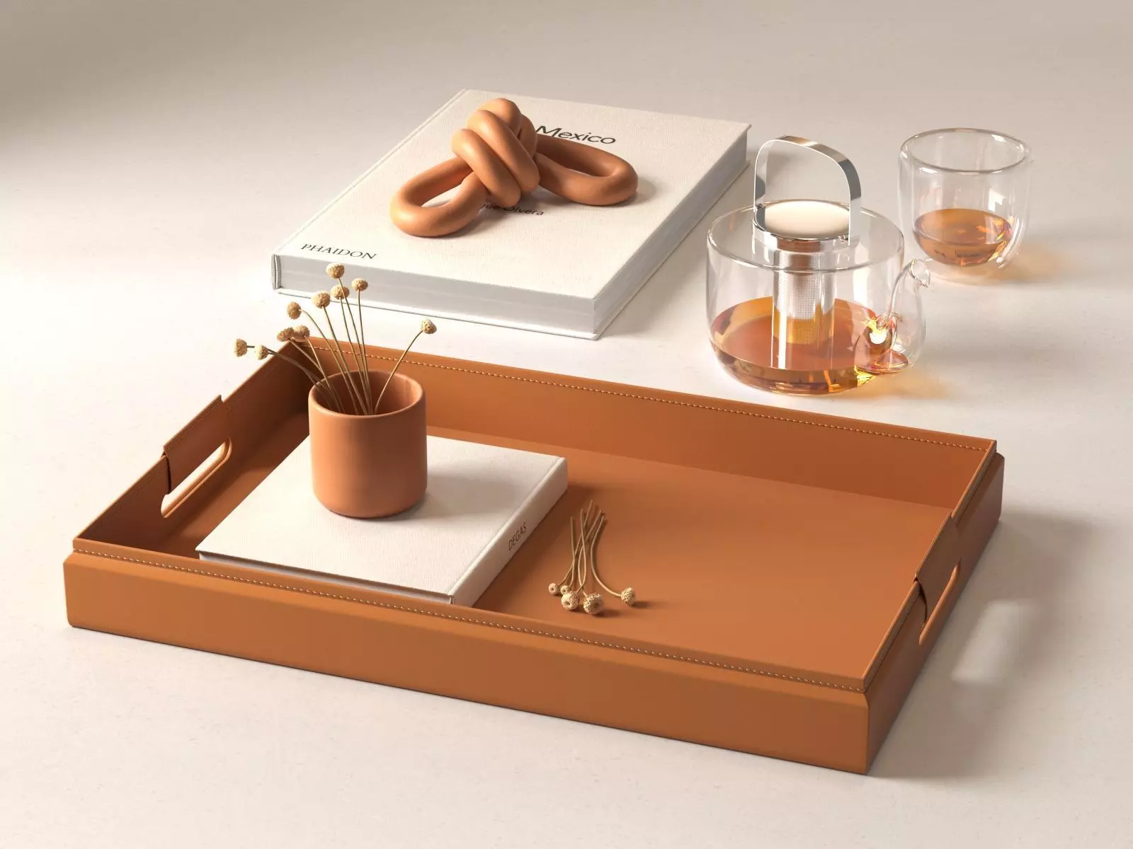 Tray with Teapot Composition 3D model_0