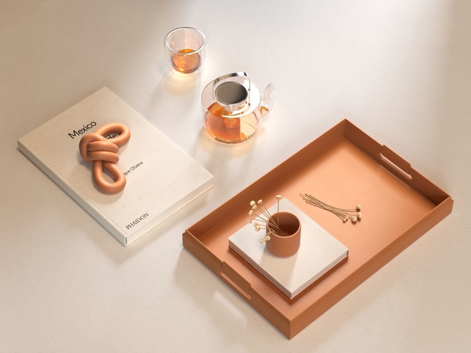 Tray with Teapot Composition 3D model_1