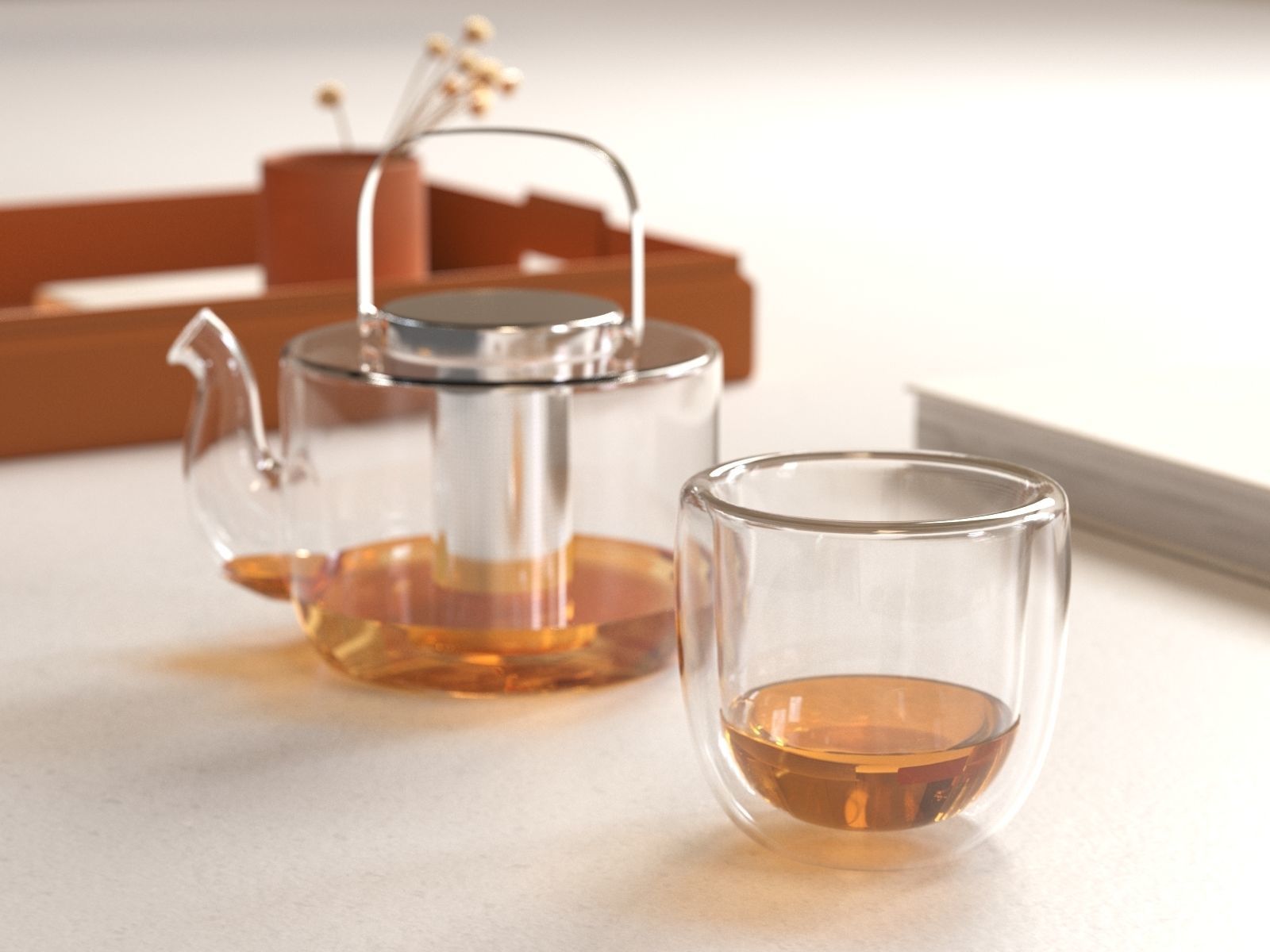 Tray with Teapot Composition 3D model_2