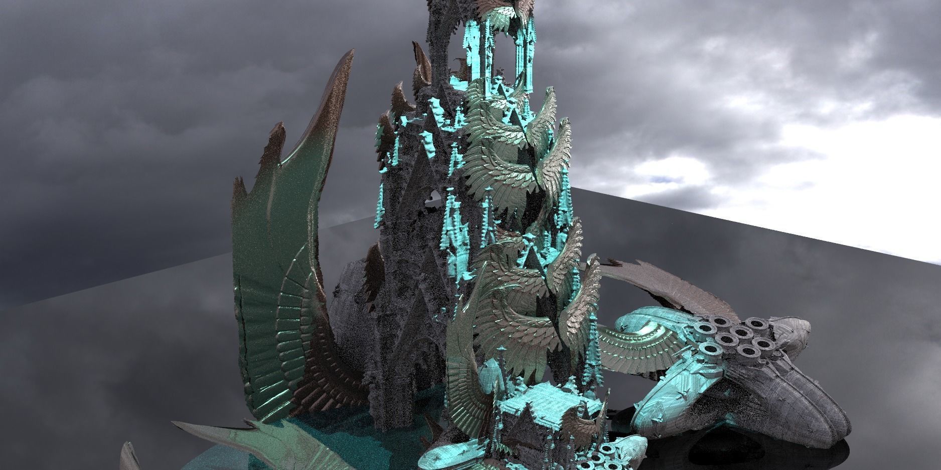 Floating Angel monolith Sci-fi Hive Heavens Extended Kit bash 3D model_1