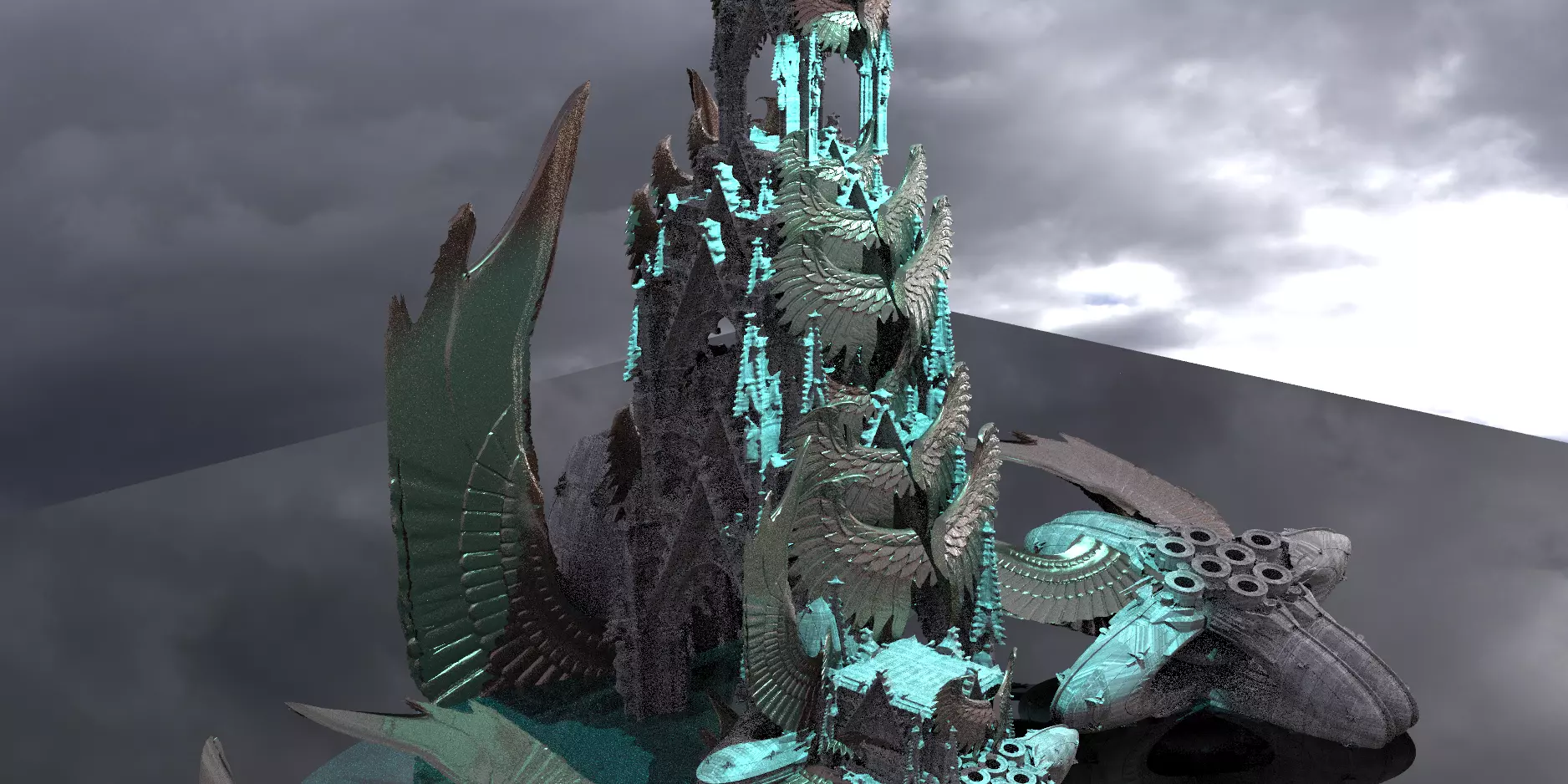 Floating Angel monolith Sci-fi Hive Heavens Extended Kit bash 3D model_0