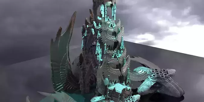 Floating Angel monolith Sci-fi Hive Heavens Extended Kit bash 3D model