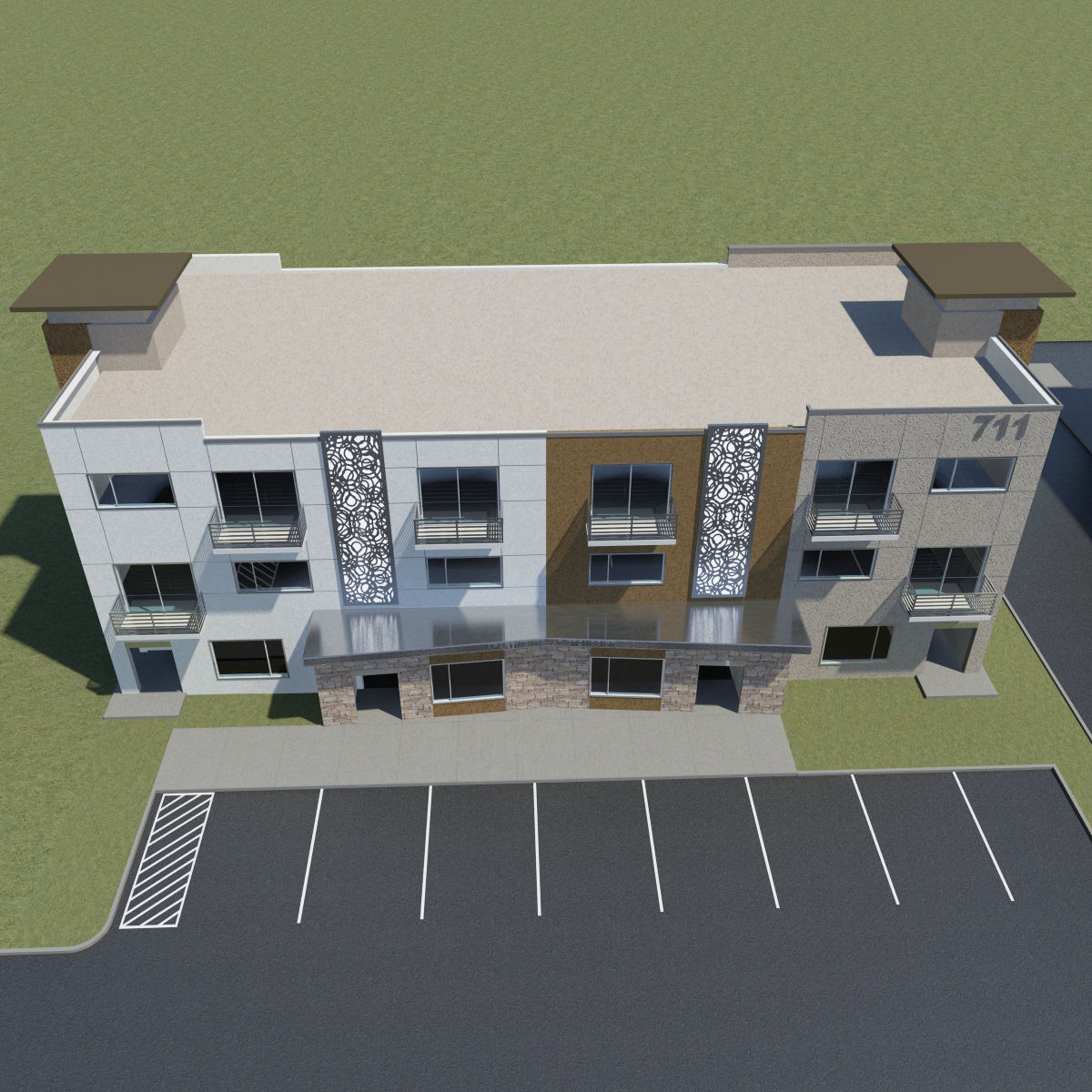 Apartment Building 3D model_5