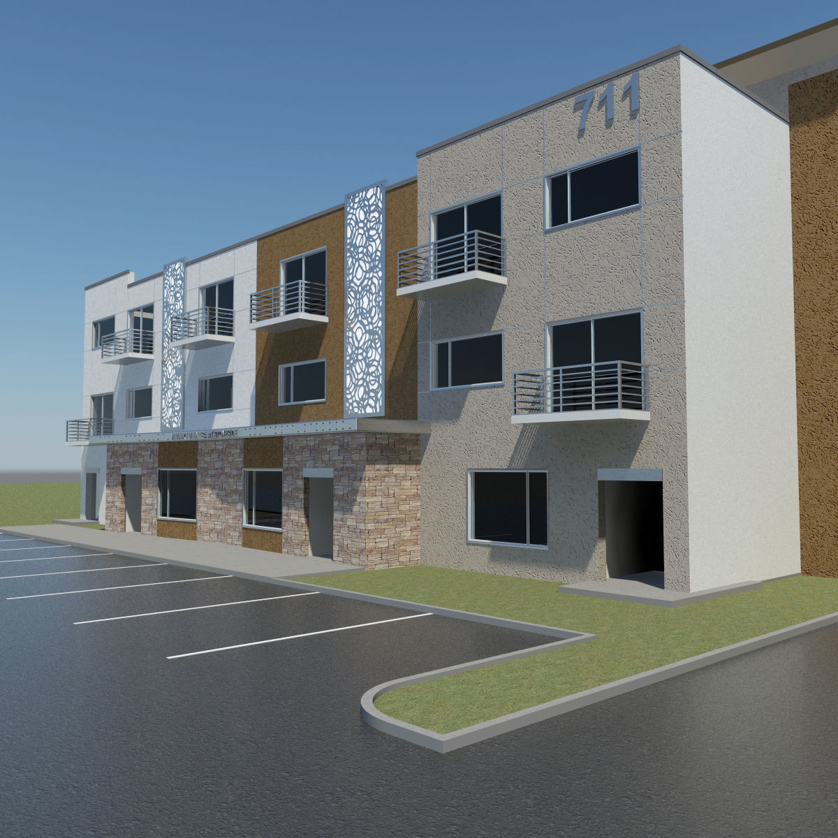 Apartment Building 3D model_8