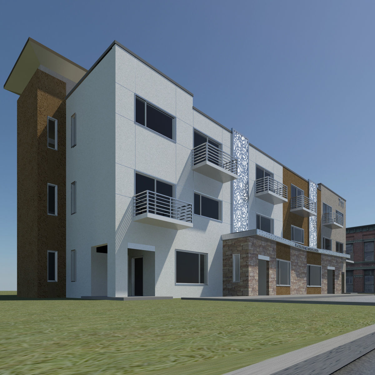Apartment Building 3D model_4