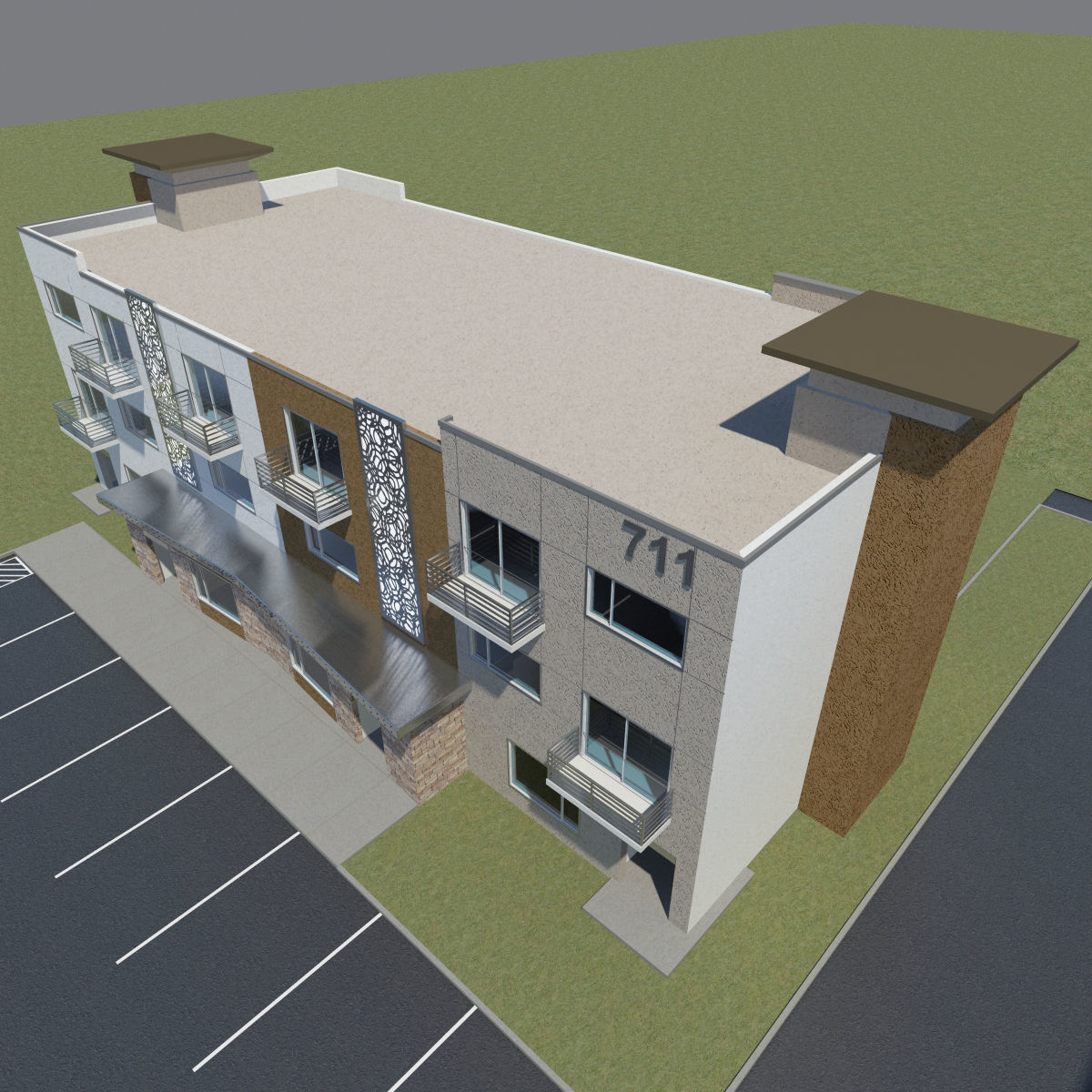 Apartment Building 3D model_7