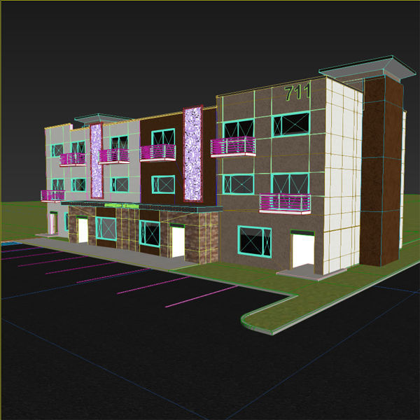 Apartment Building 3D model_12