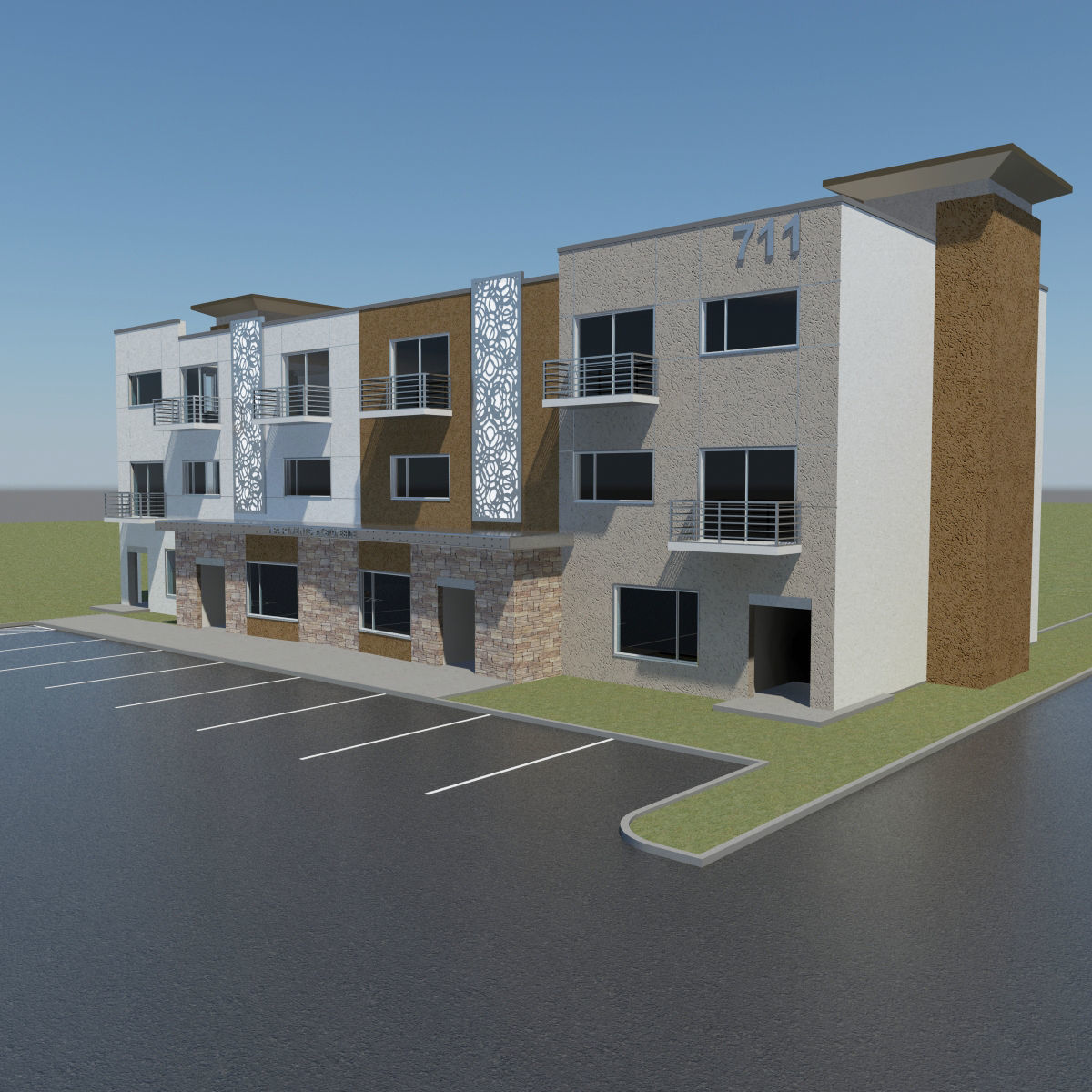 Apartment Building 3D model_6