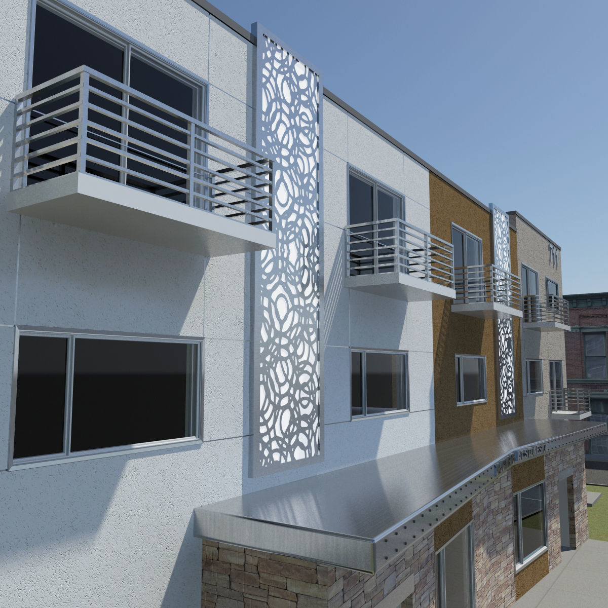 Apartment Building 3D model_3