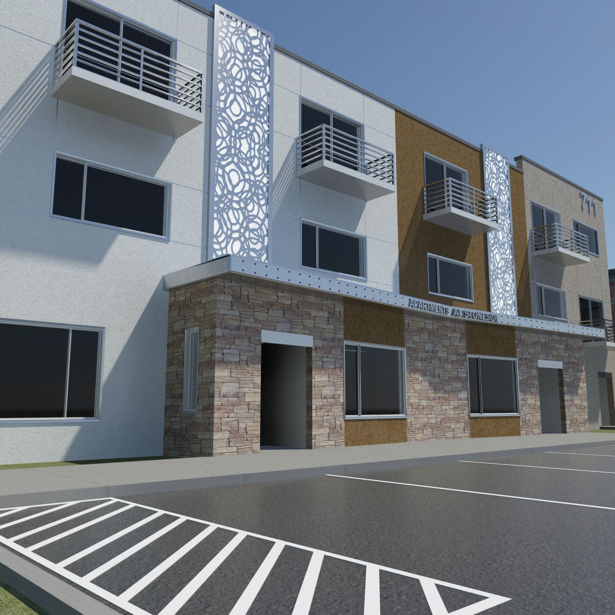 Apartment Building 3D model_1