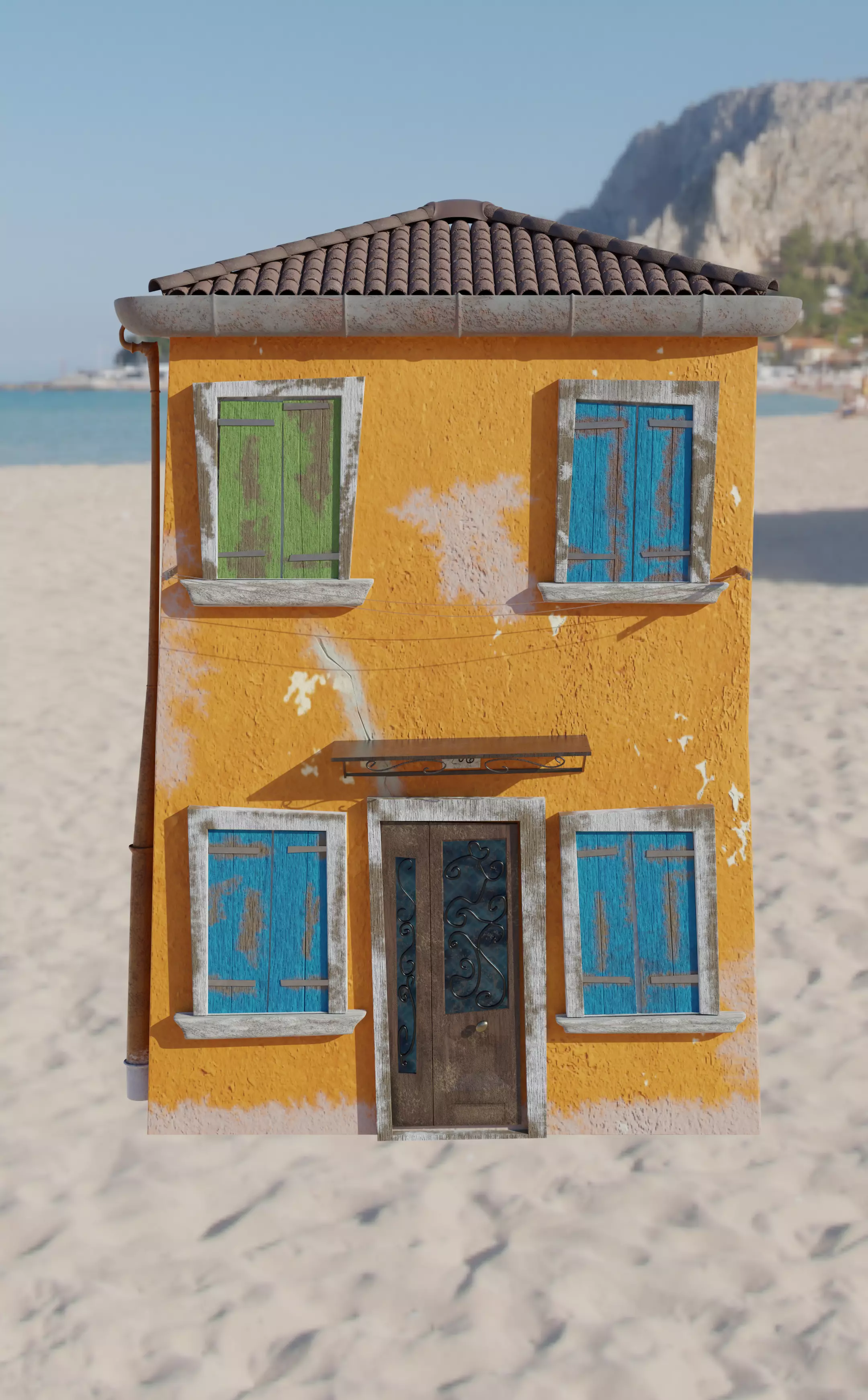 Small Italian Sea House - Burano Style Free low-poly 3D model