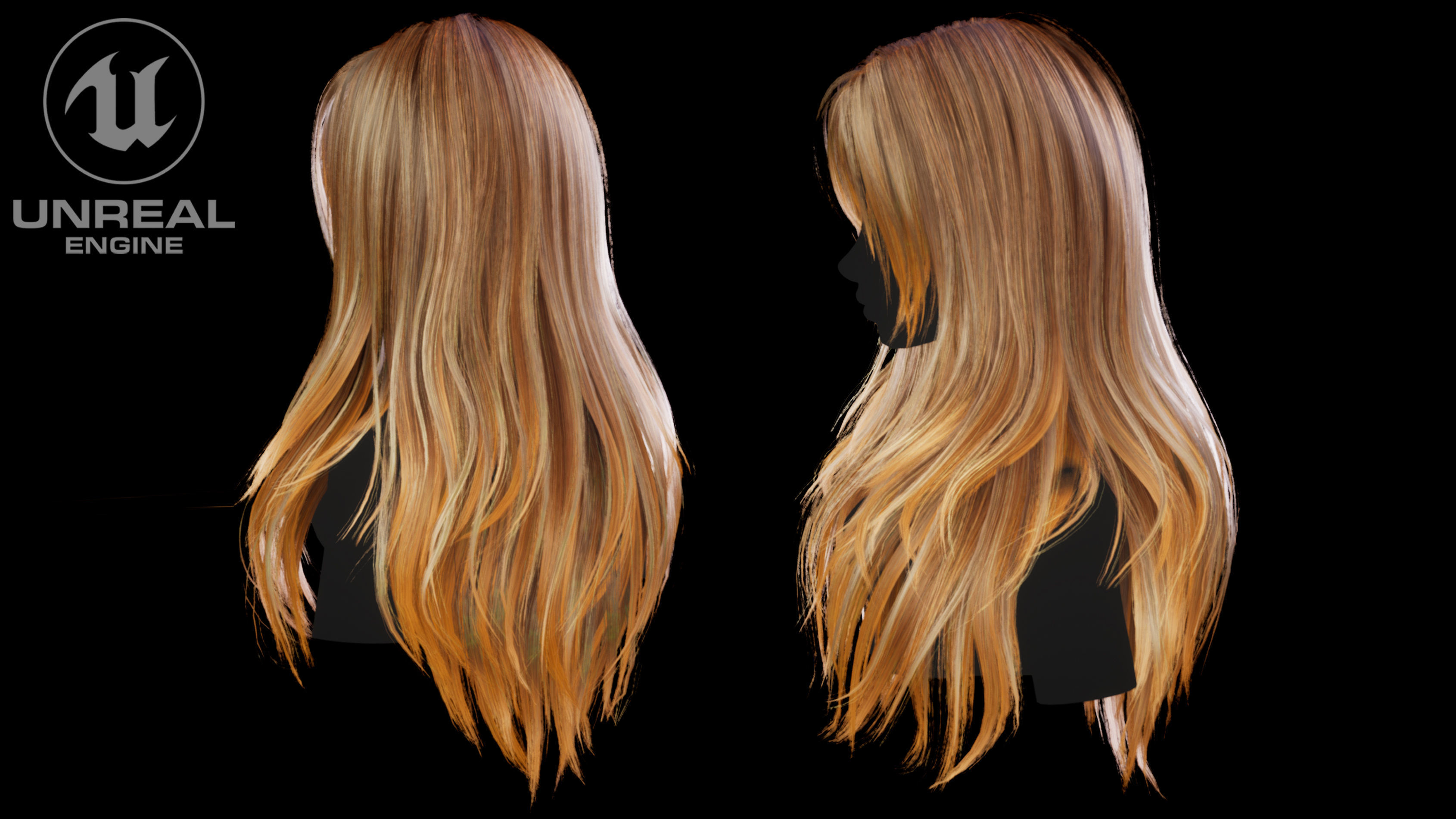 Game ready stylize long hairstyle Low-poly 3D model_8