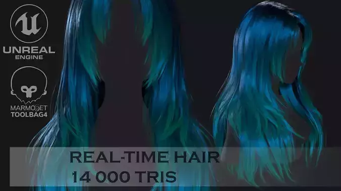 Game ready stylize long hairstyle Low-poly 3D model Game ready stylize long hairstyle Low-poly 3D model