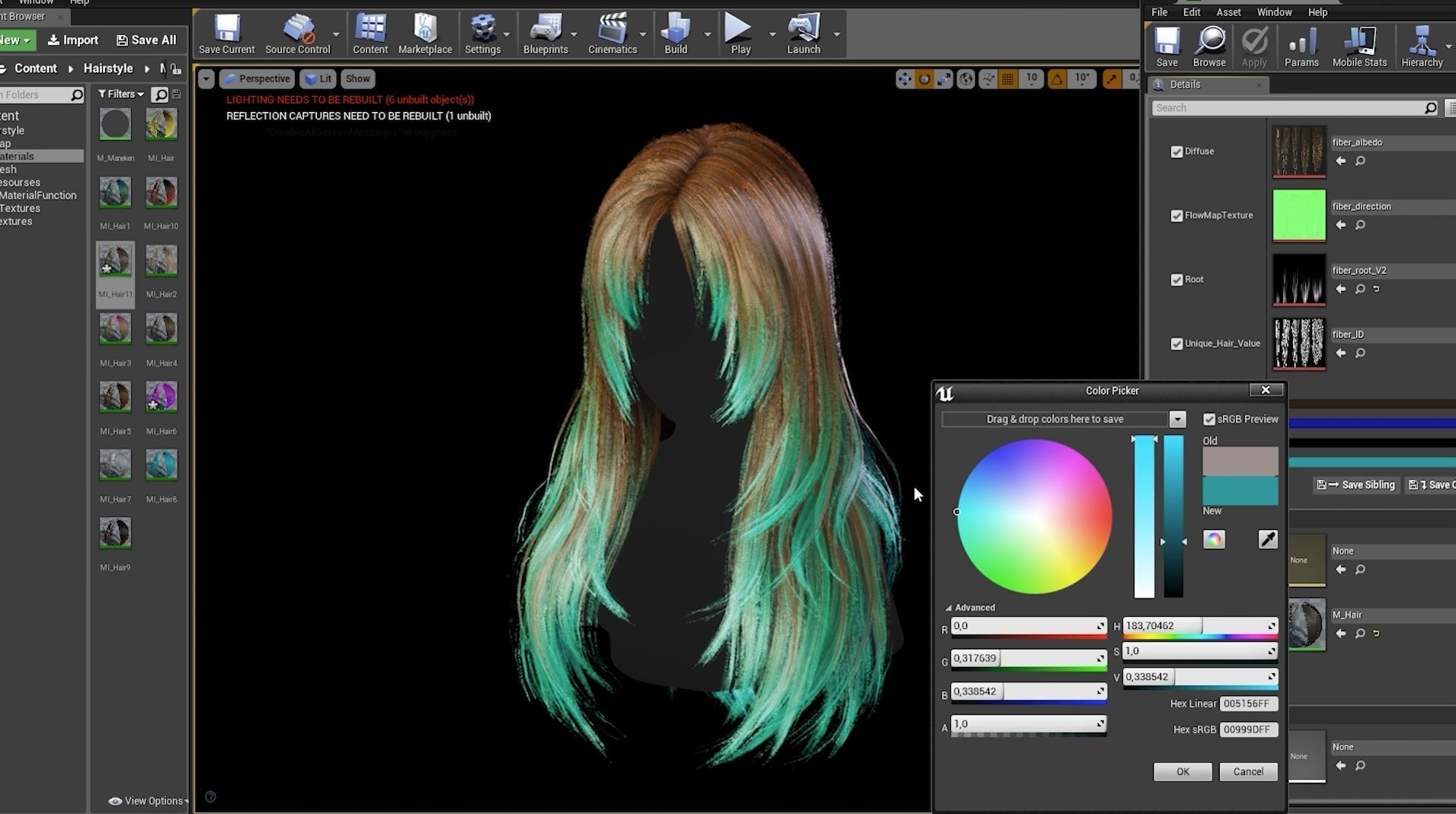 Game ready stylize long hairstyle Low-poly 3D model_10