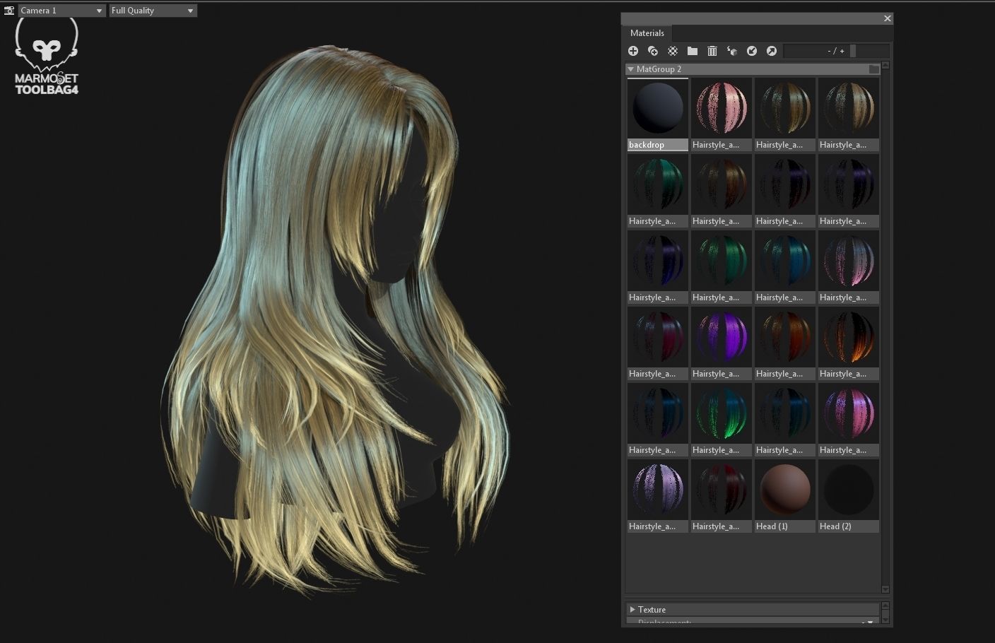 Game ready stylize long hairstyle Low-poly 3D model_11