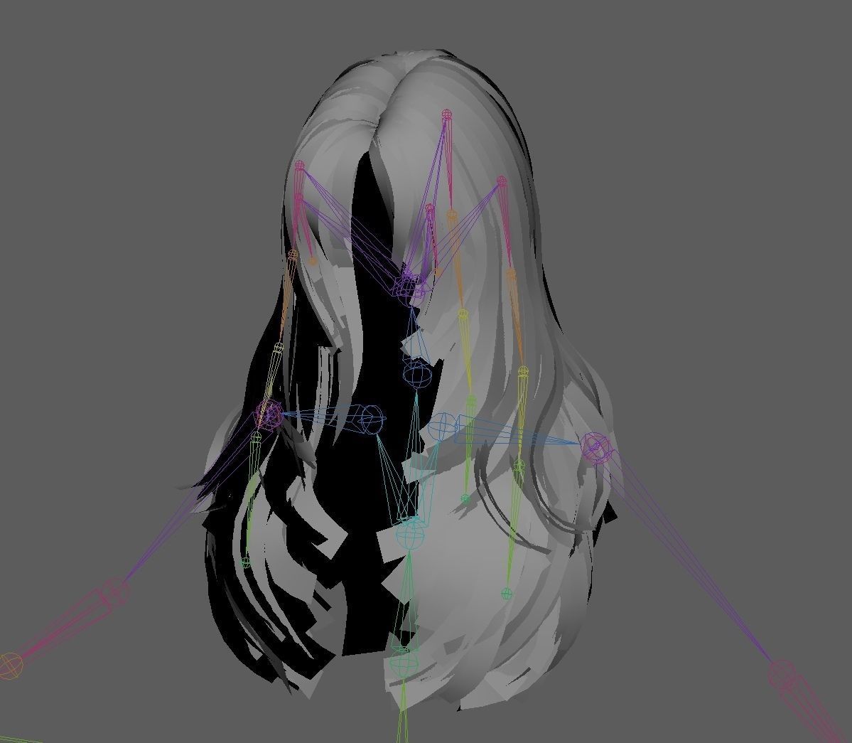 Game ready stylize long hairstyle Low-poly 3D model_13