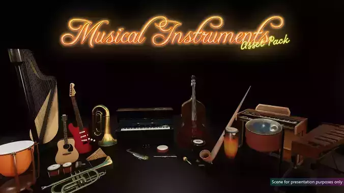 Low-Poly Musical Instruments Pack Low-poly 3D model
