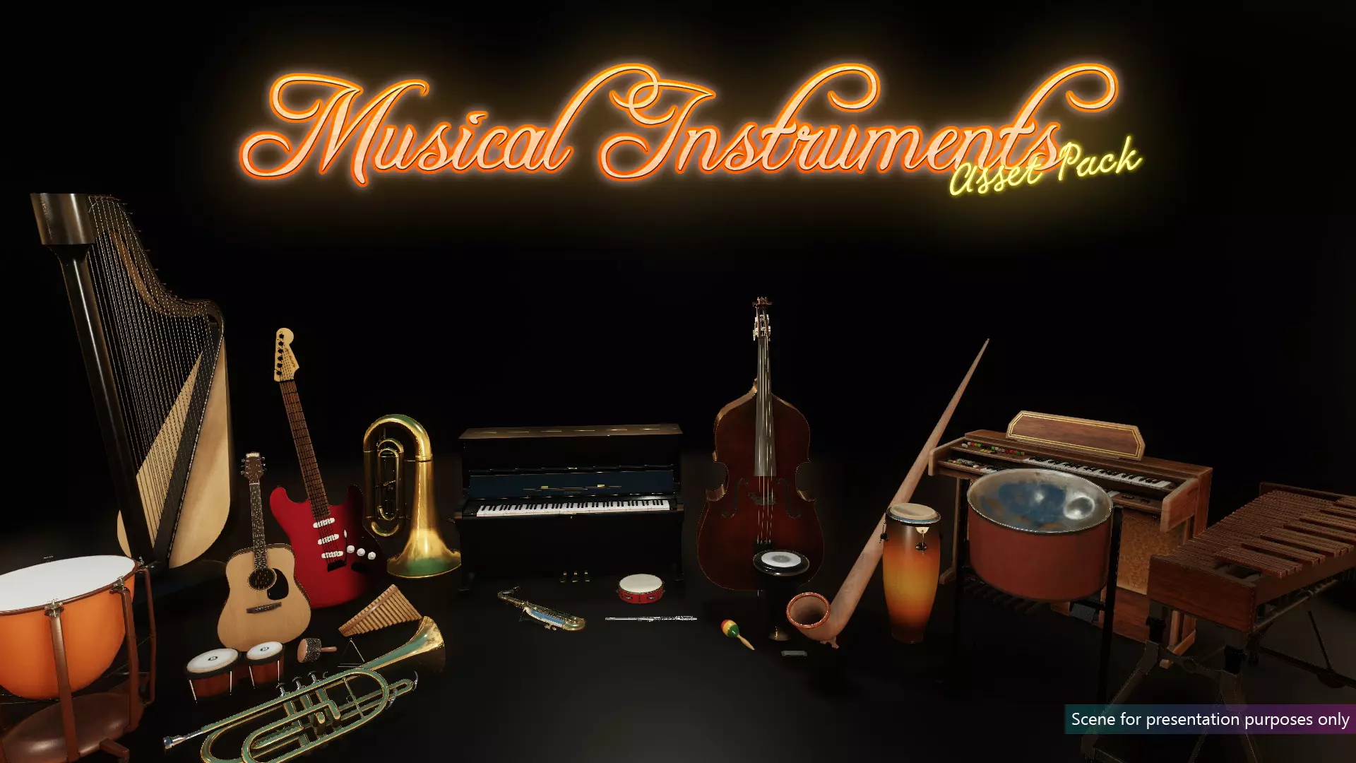 Low-Poly Musical Instruments Pack Low-poly 3D model_0
