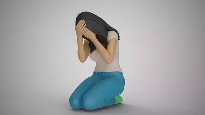 Forgotten Dried Roses Girl 3D print model
