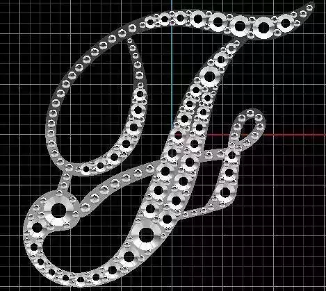 F Pendant letter j is made out of gears