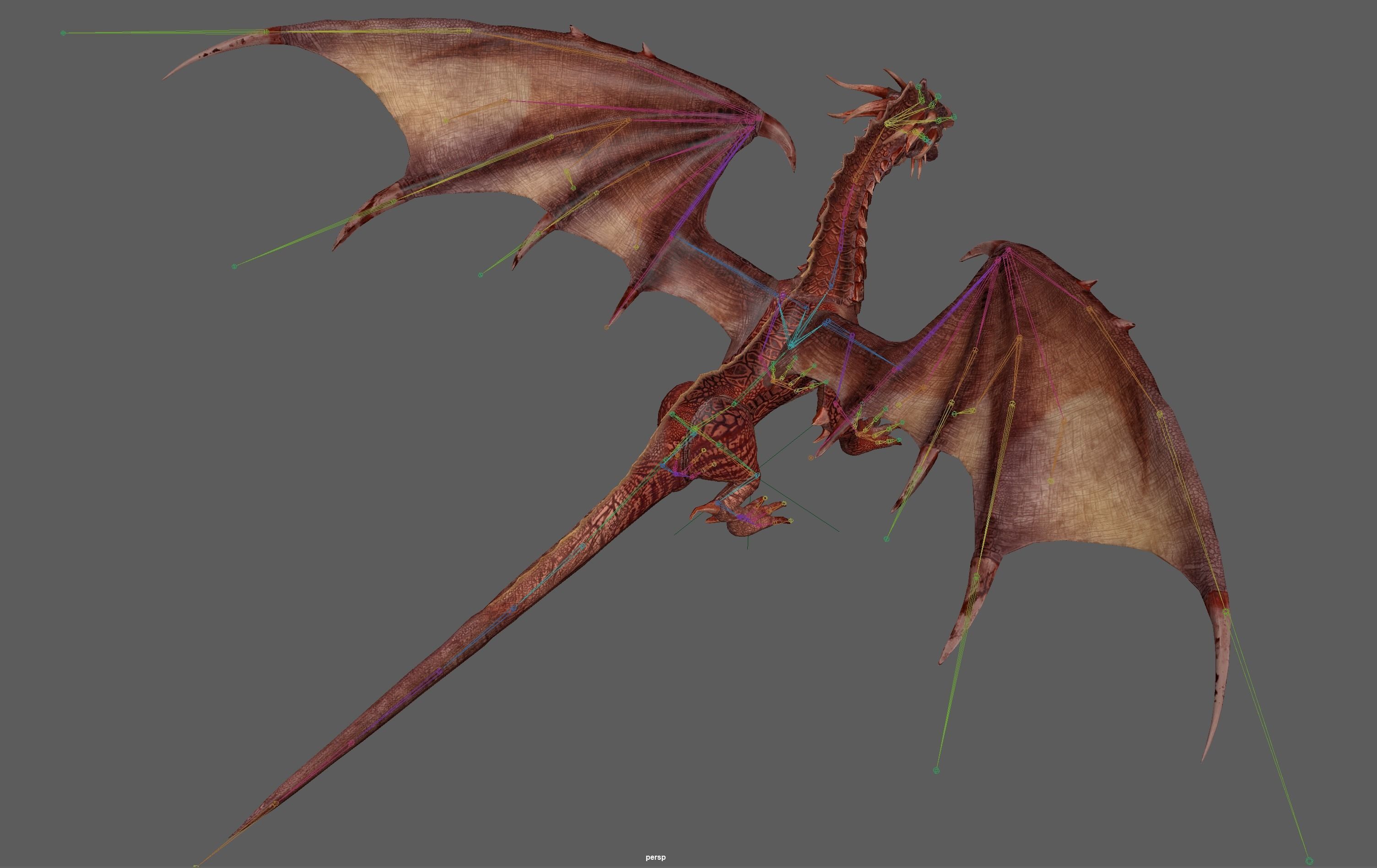 Big Fire Red Dragon Rig 3D model_20