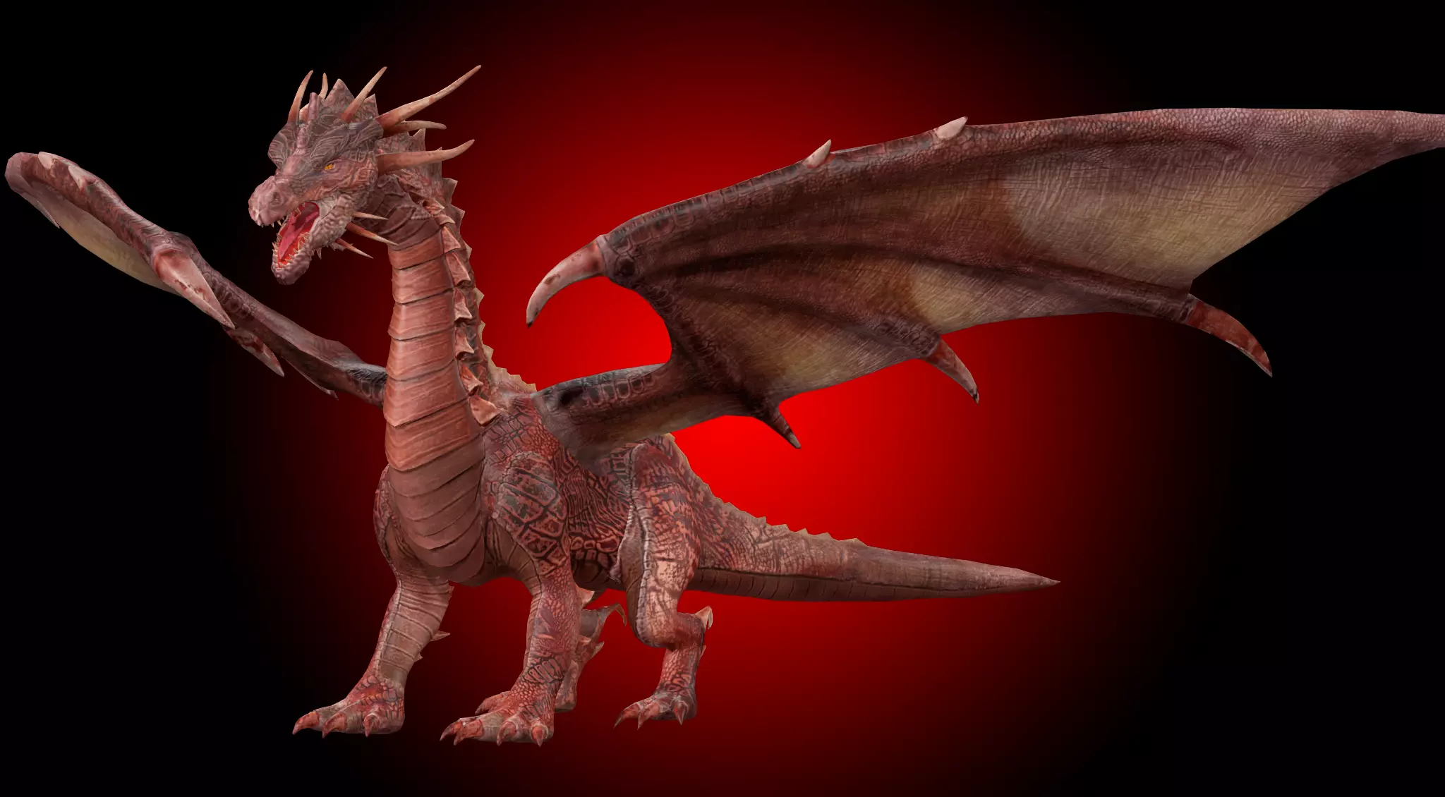 Big Fire Red Dragon Rig 3D model_0