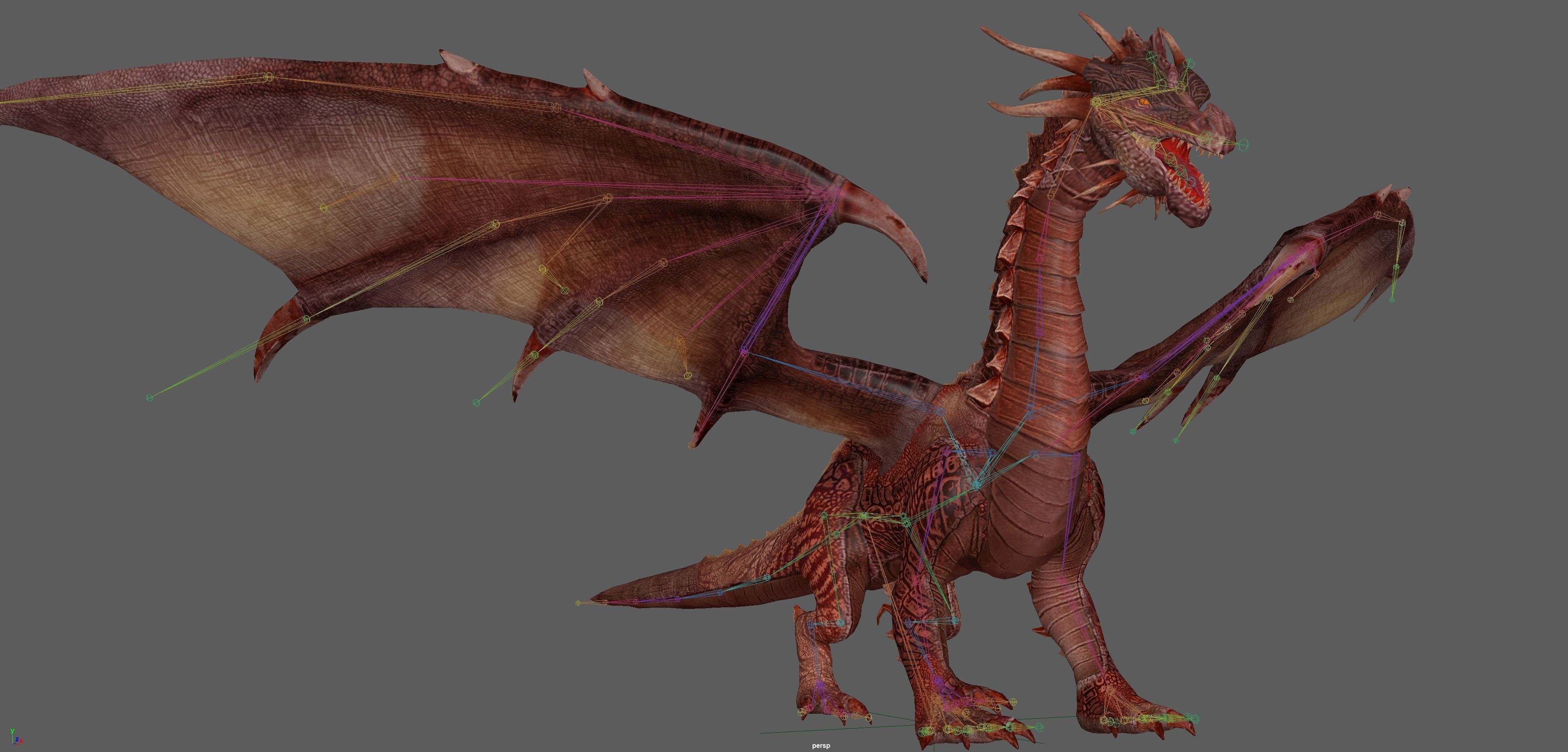 Big Fire Red Dragon Rig 3D model_18