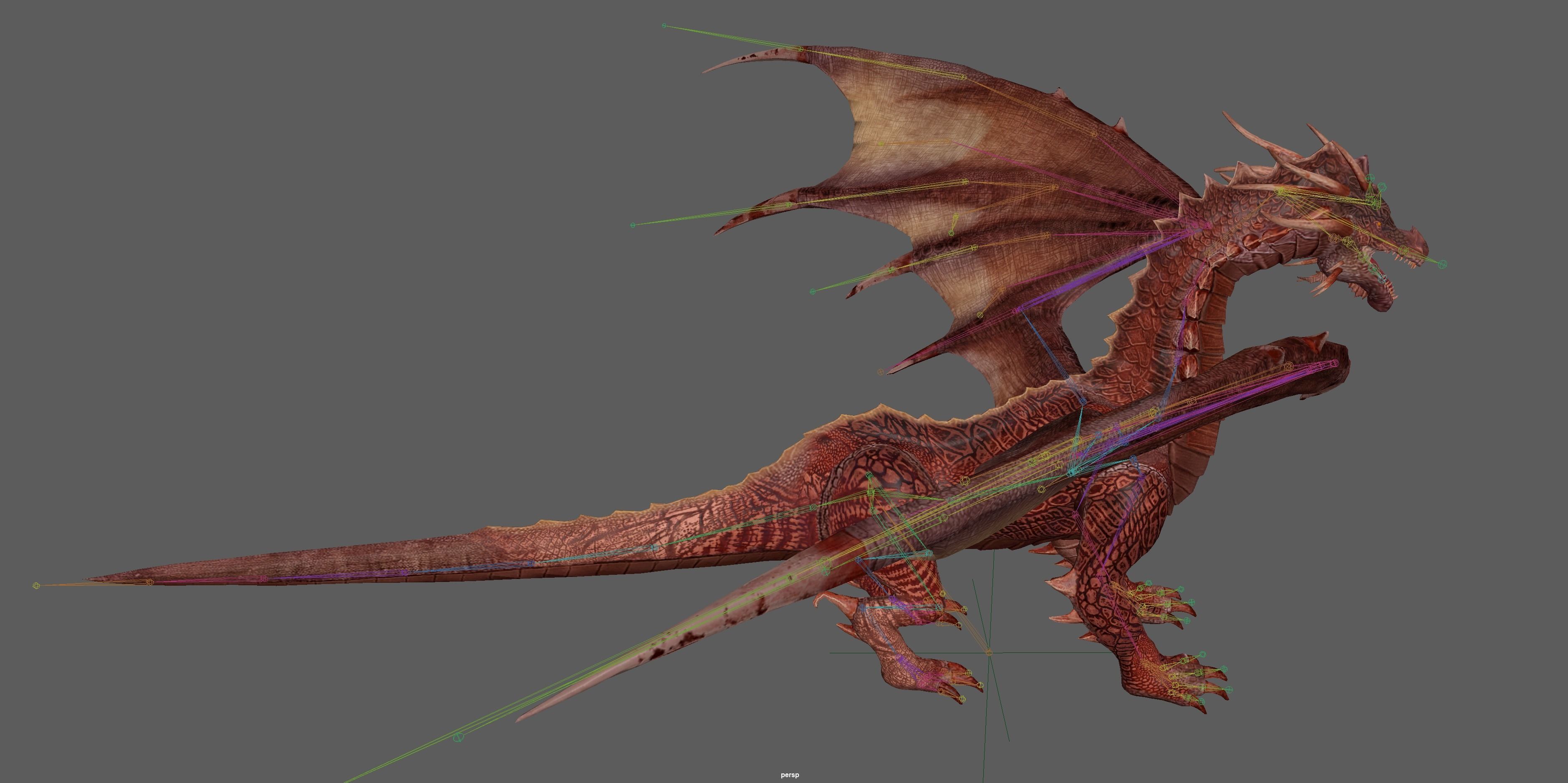 Big Fire Red Dragon Rig 3D model_19