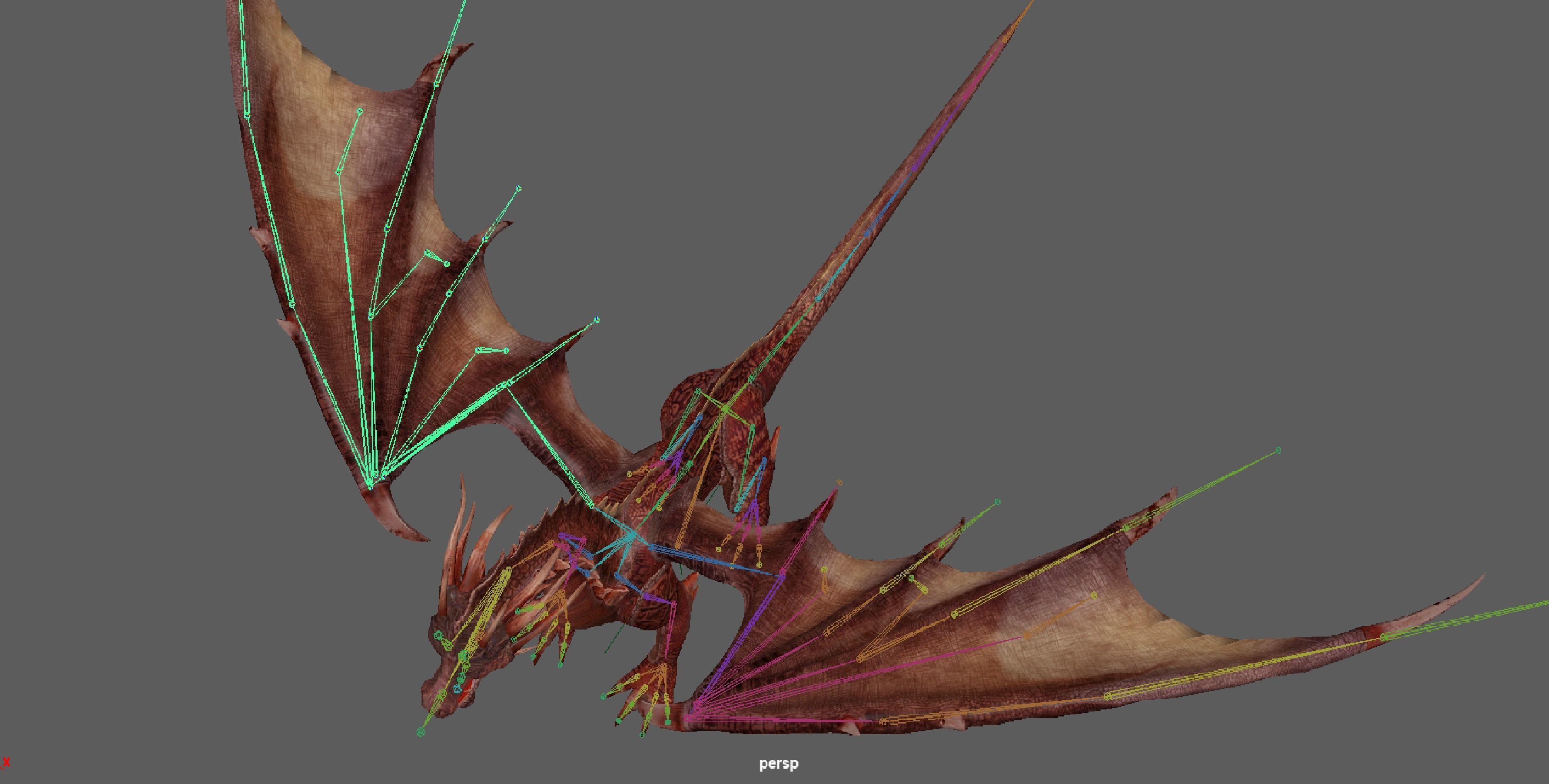 Big Fire Red Dragon Rig 3D model_12