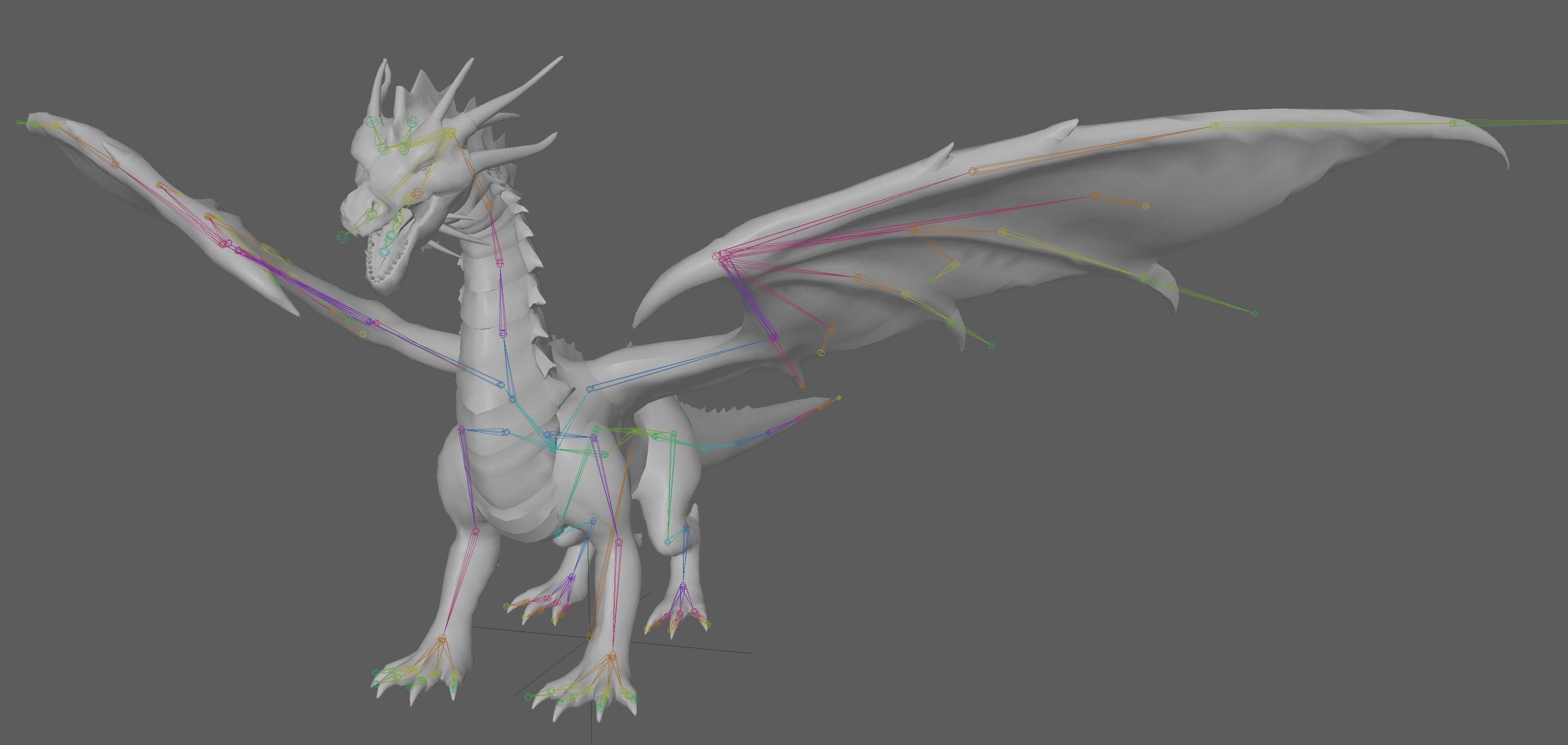 Big Fire Red Dragon Rig 3D model_9