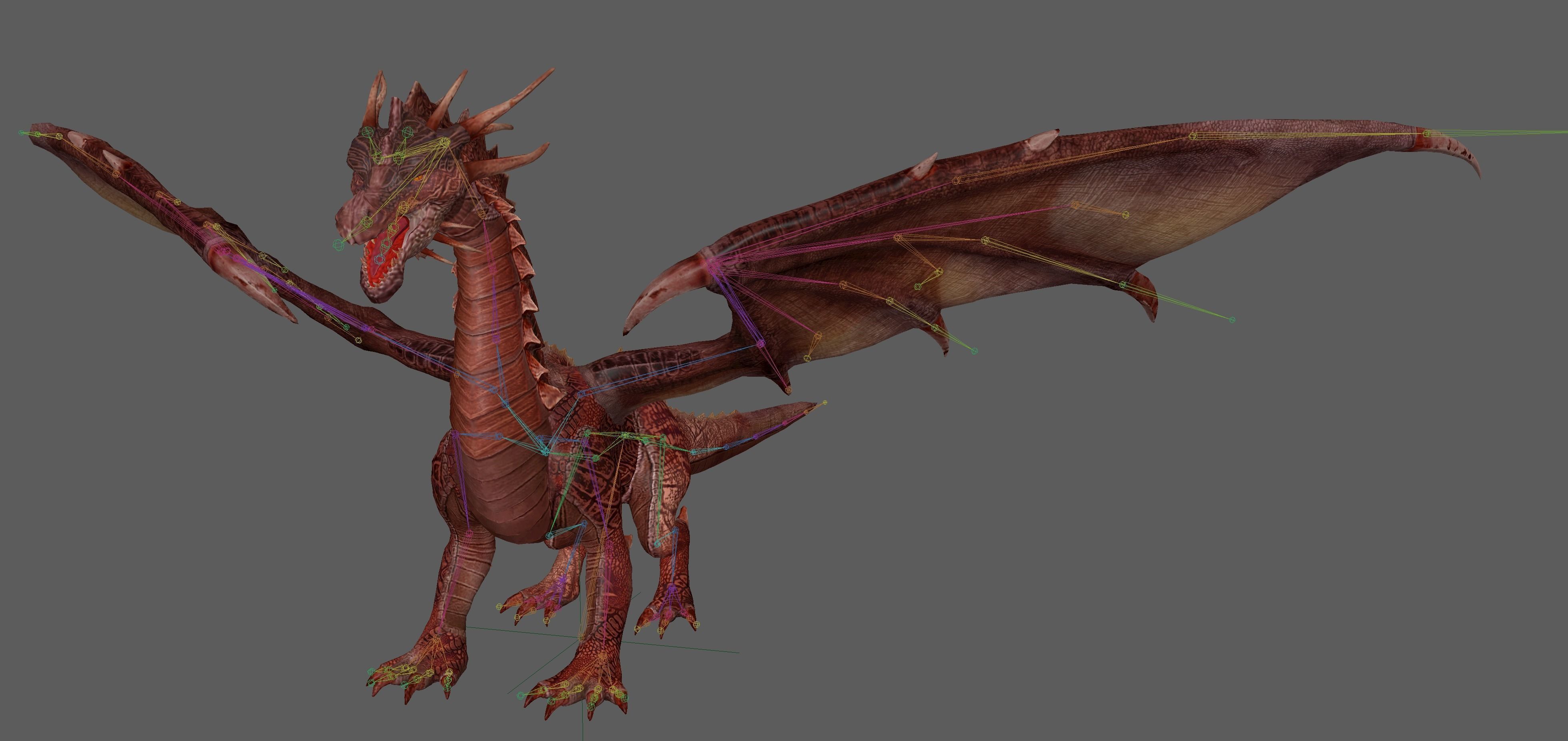 Big Fire Red Dragon Rig 3D model_8