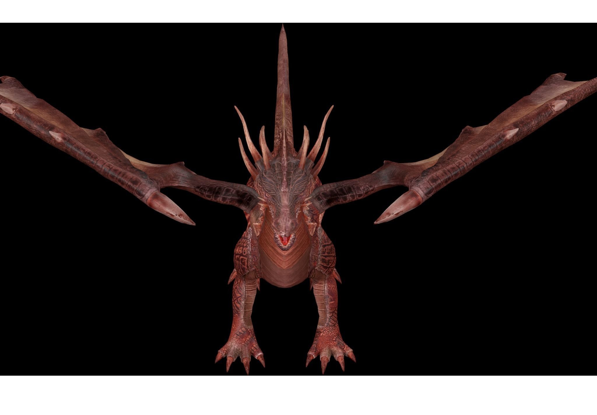 Big Fire Red Dragon Rig 3D model_6