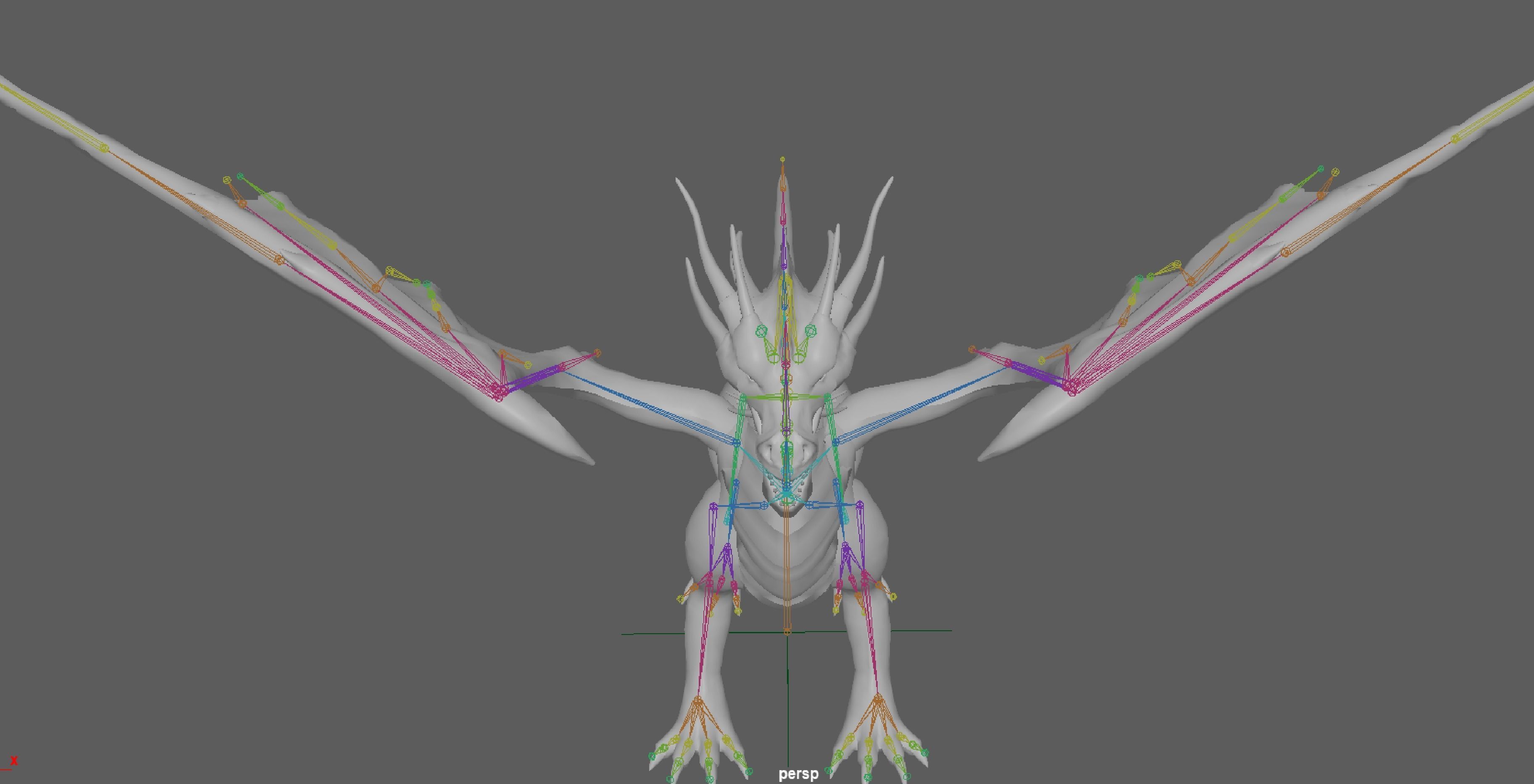 Big Fire Red Dragon Rig 3D model_16