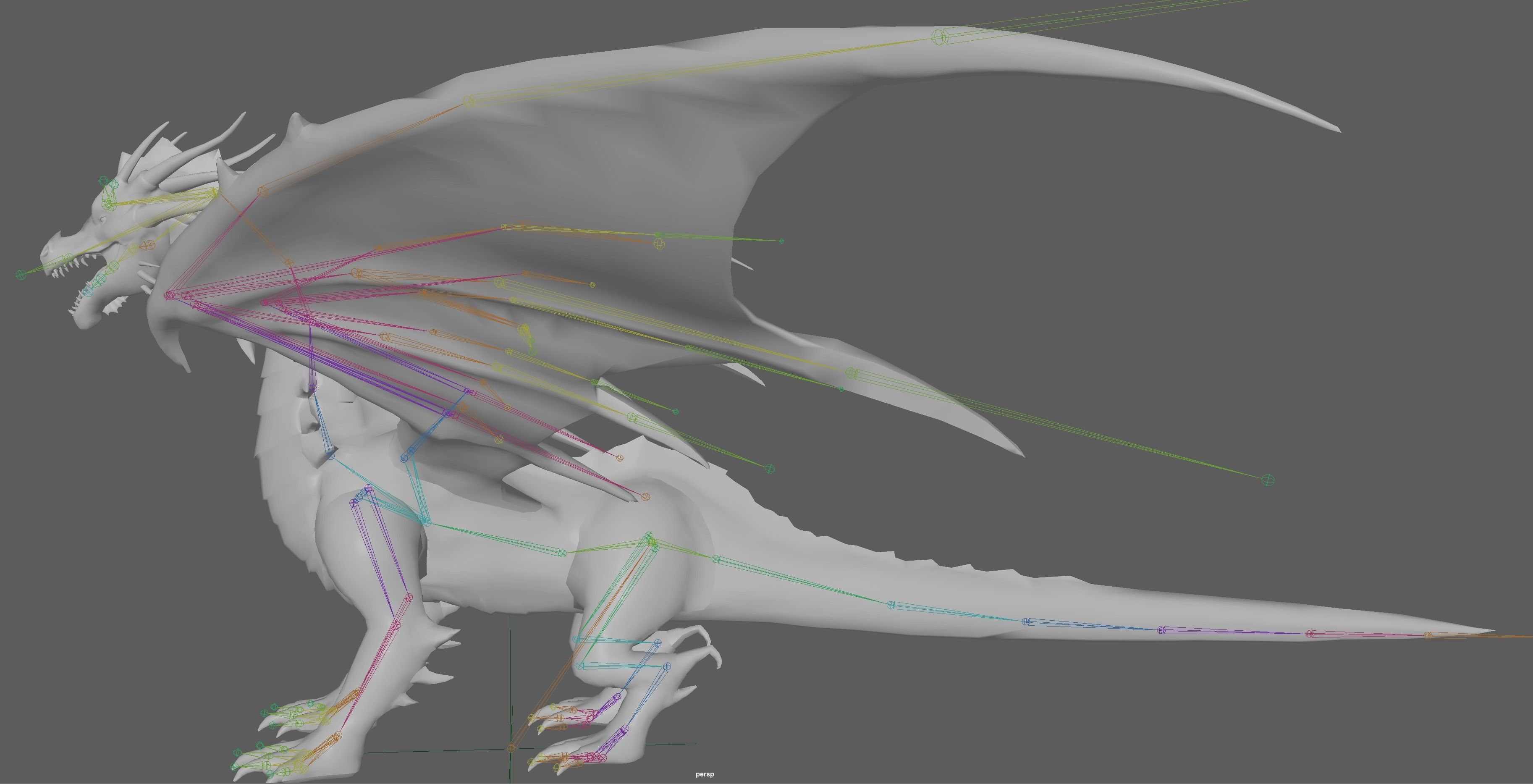 Big Fire Red Dragon Rig 3D model_22