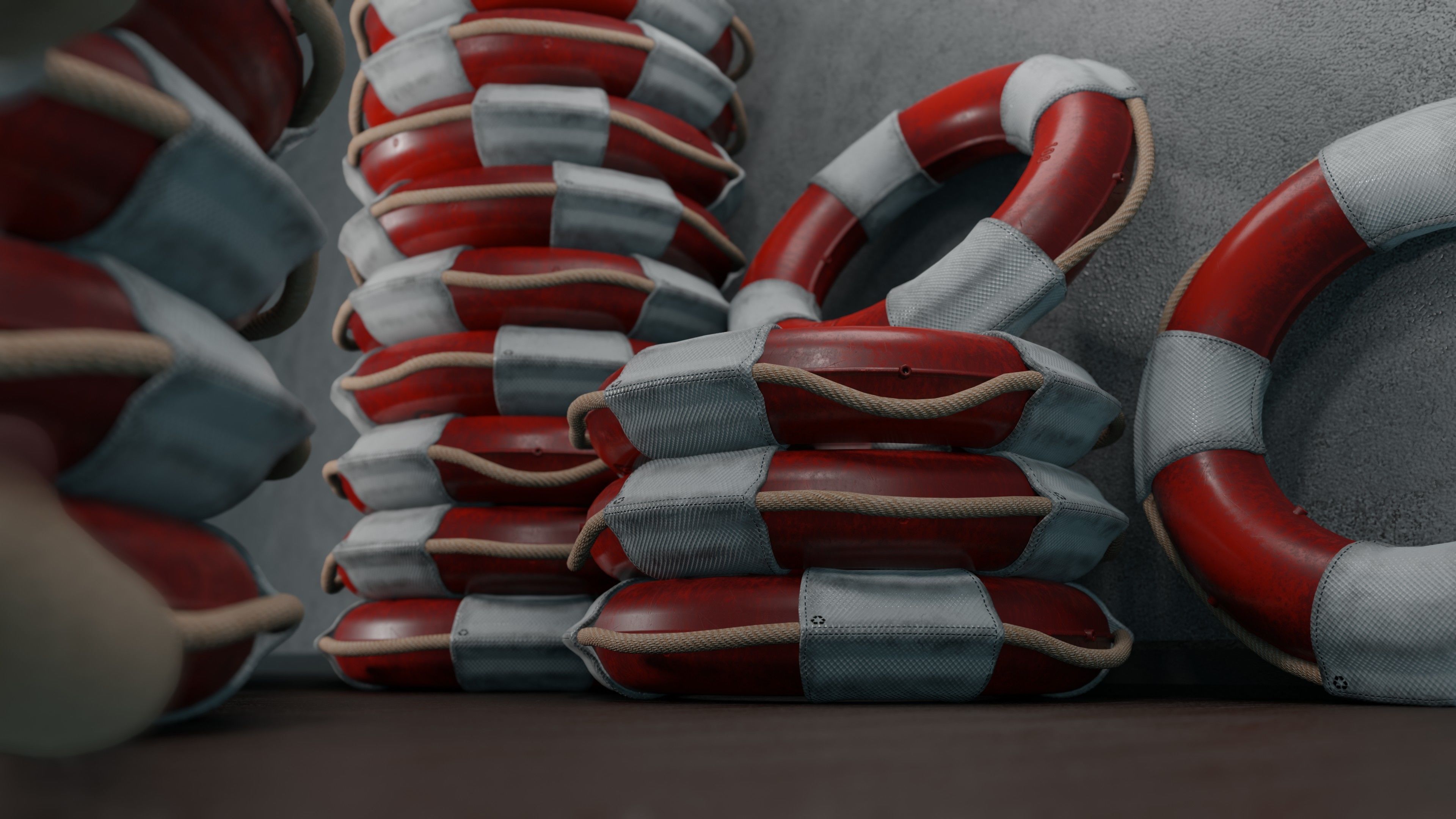 Rescue Buoy Low-poly 3D model_5