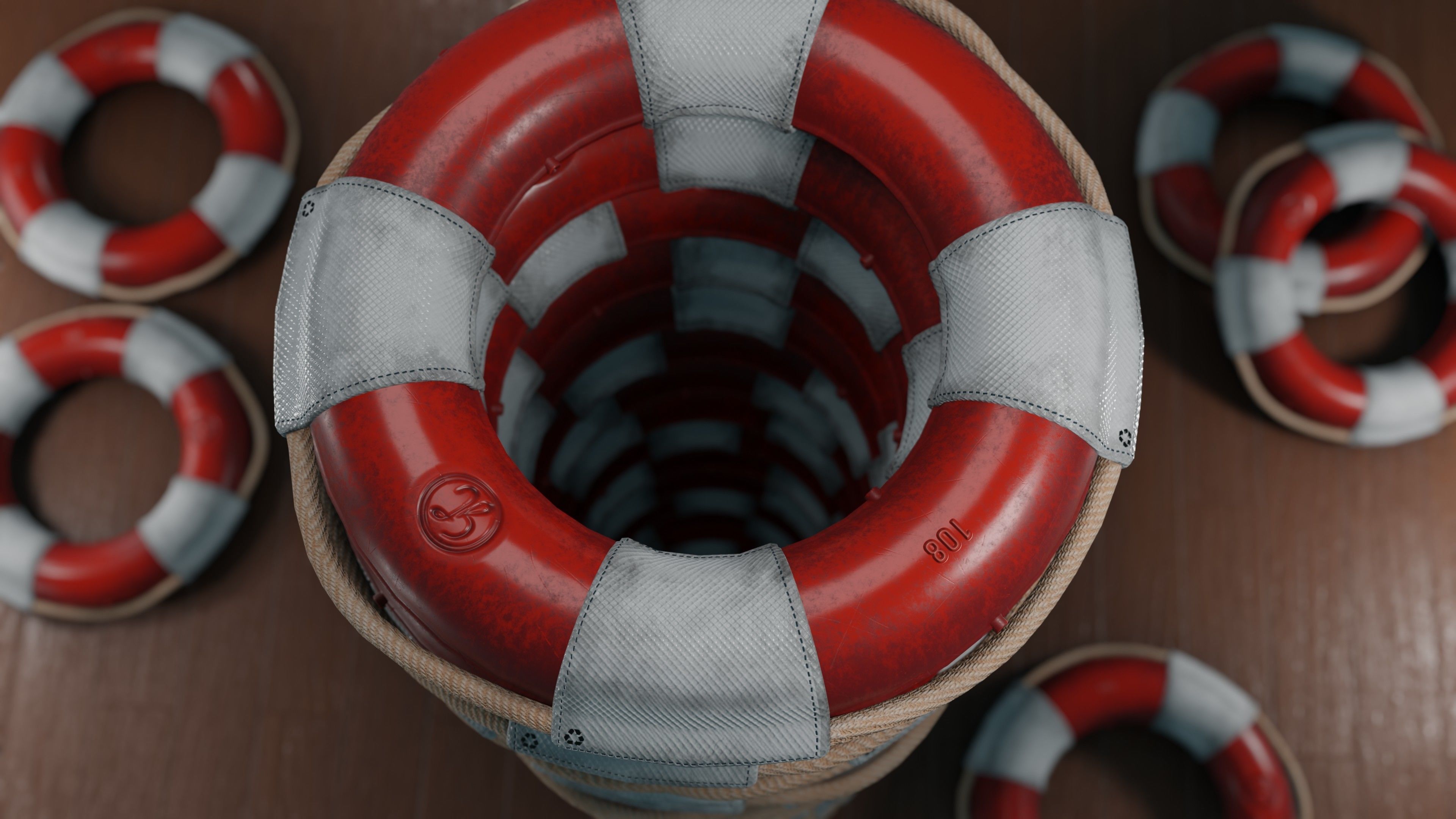 Rescue Buoy Low-poly 3D model_1
