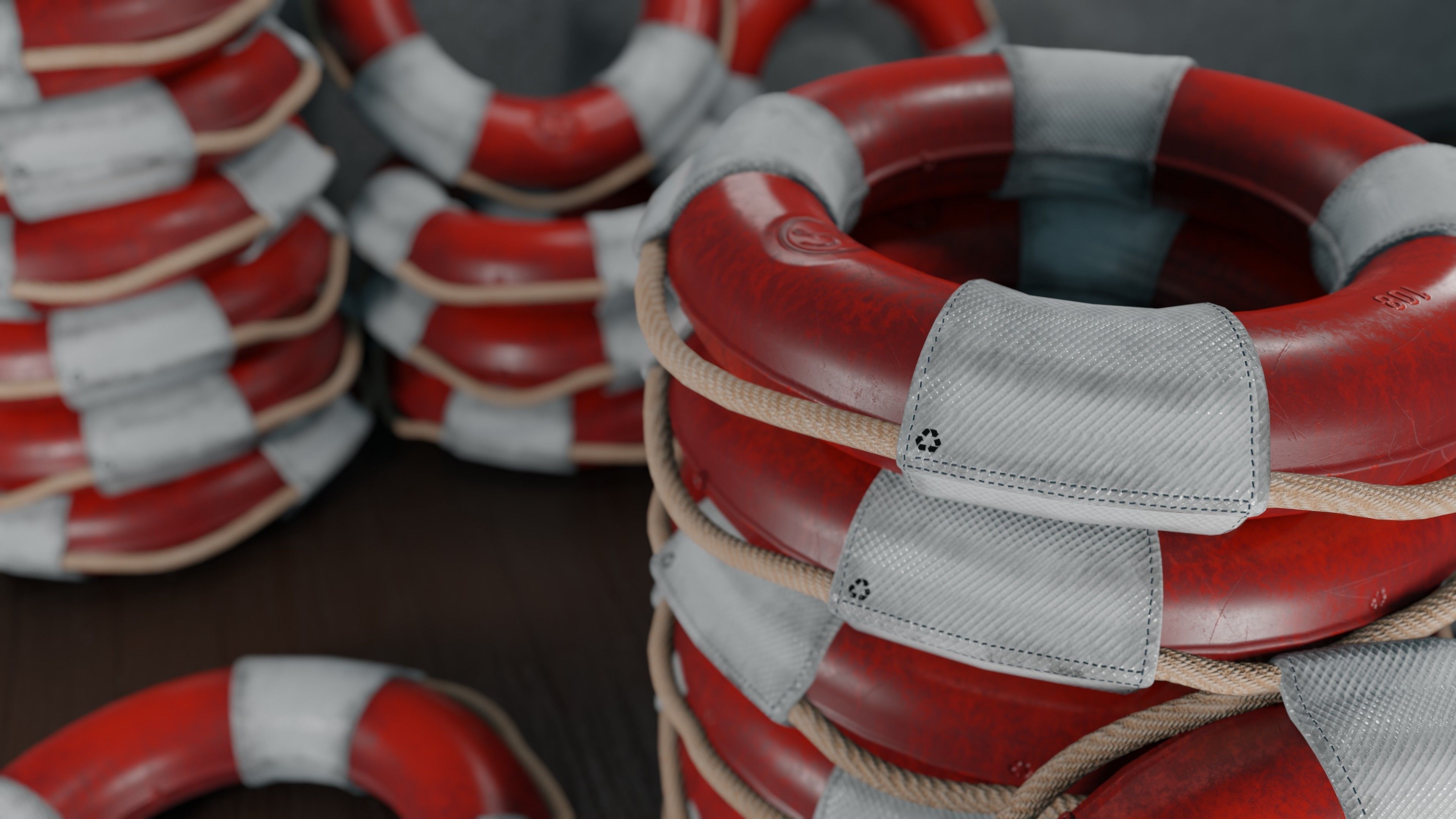 Rescue Buoy Low-poly 3D model_6