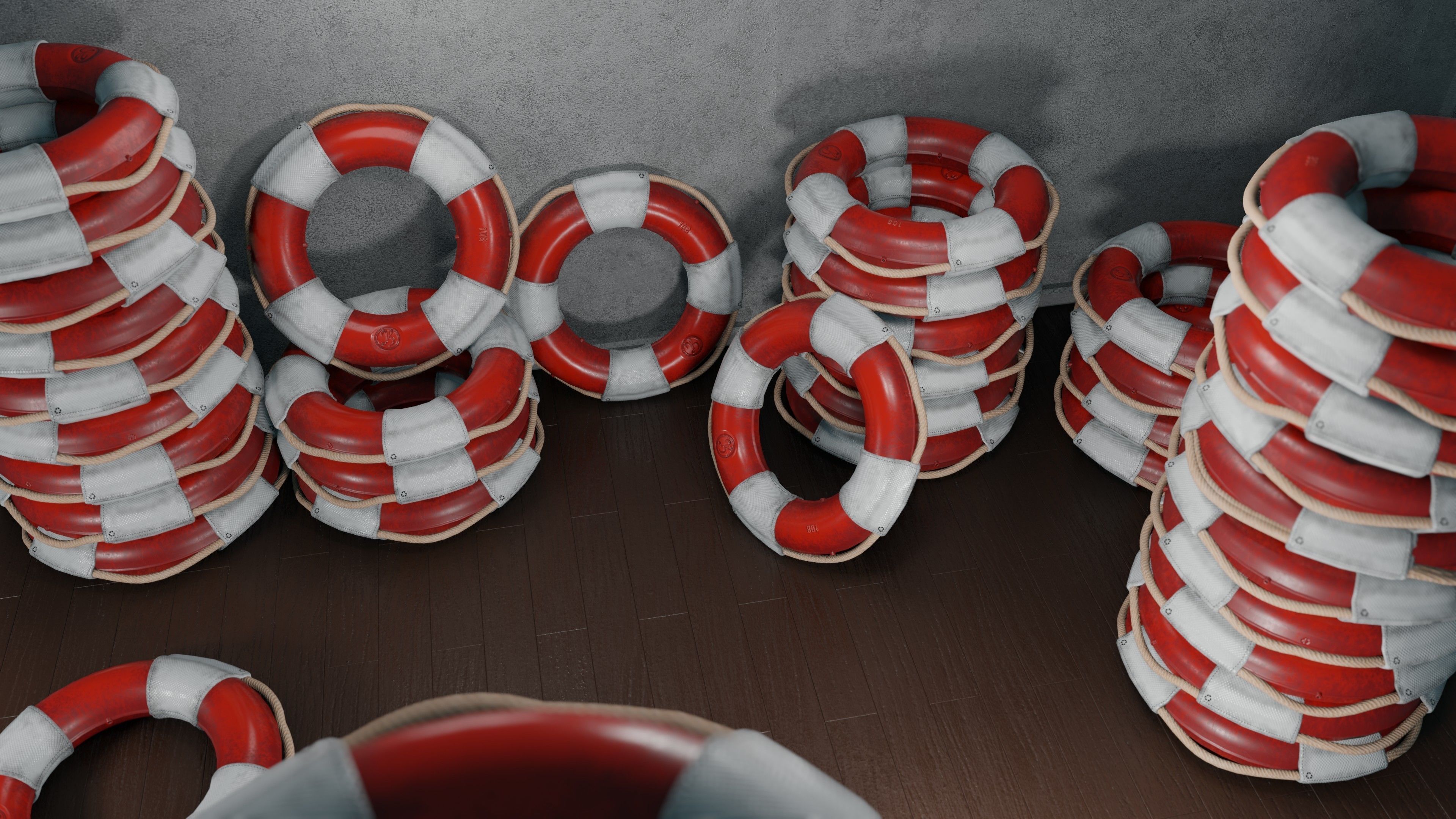 Rescue Buoy Low-poly 3D model_3