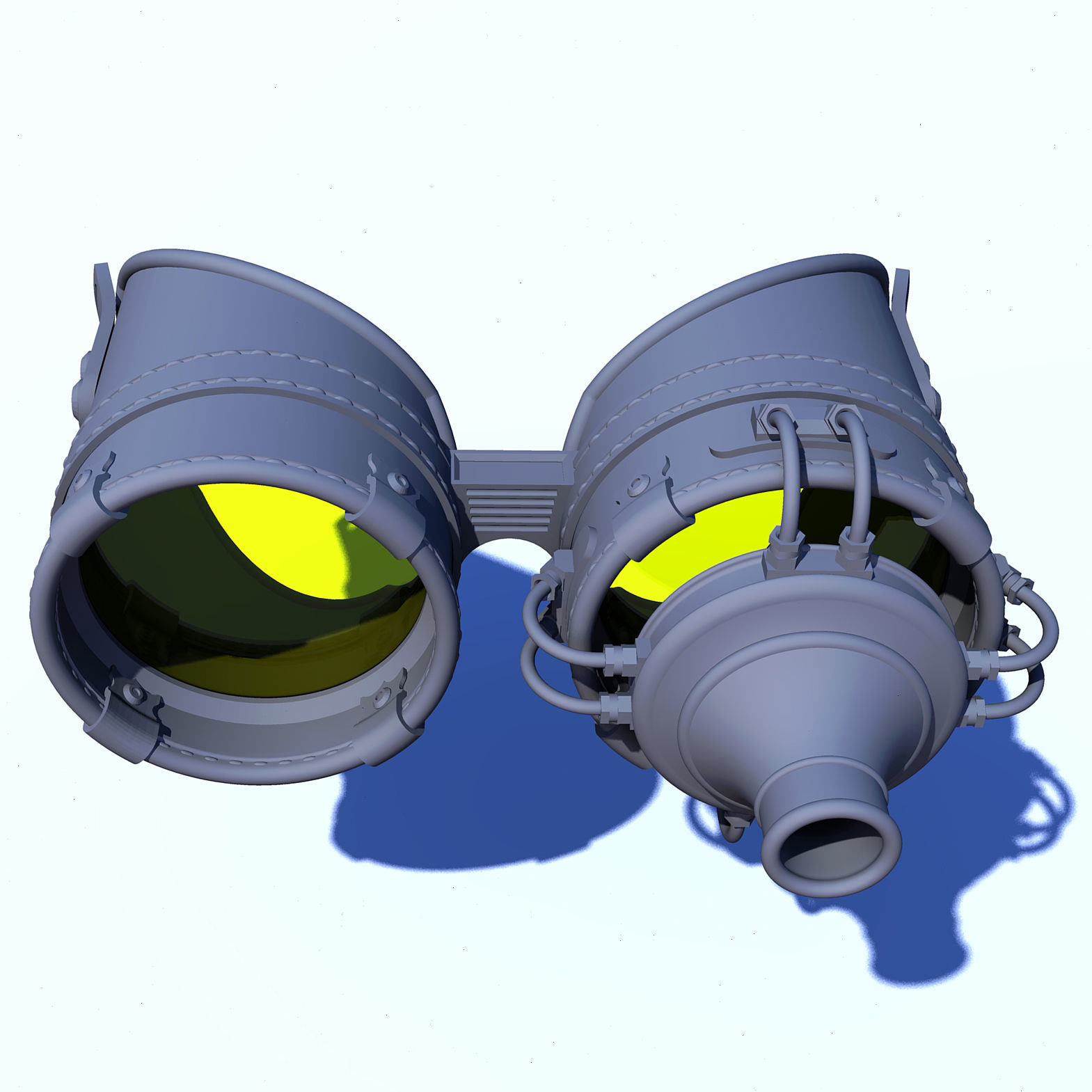 Steampunk Cosplay Goggles - Lens and leather 3D print model_7