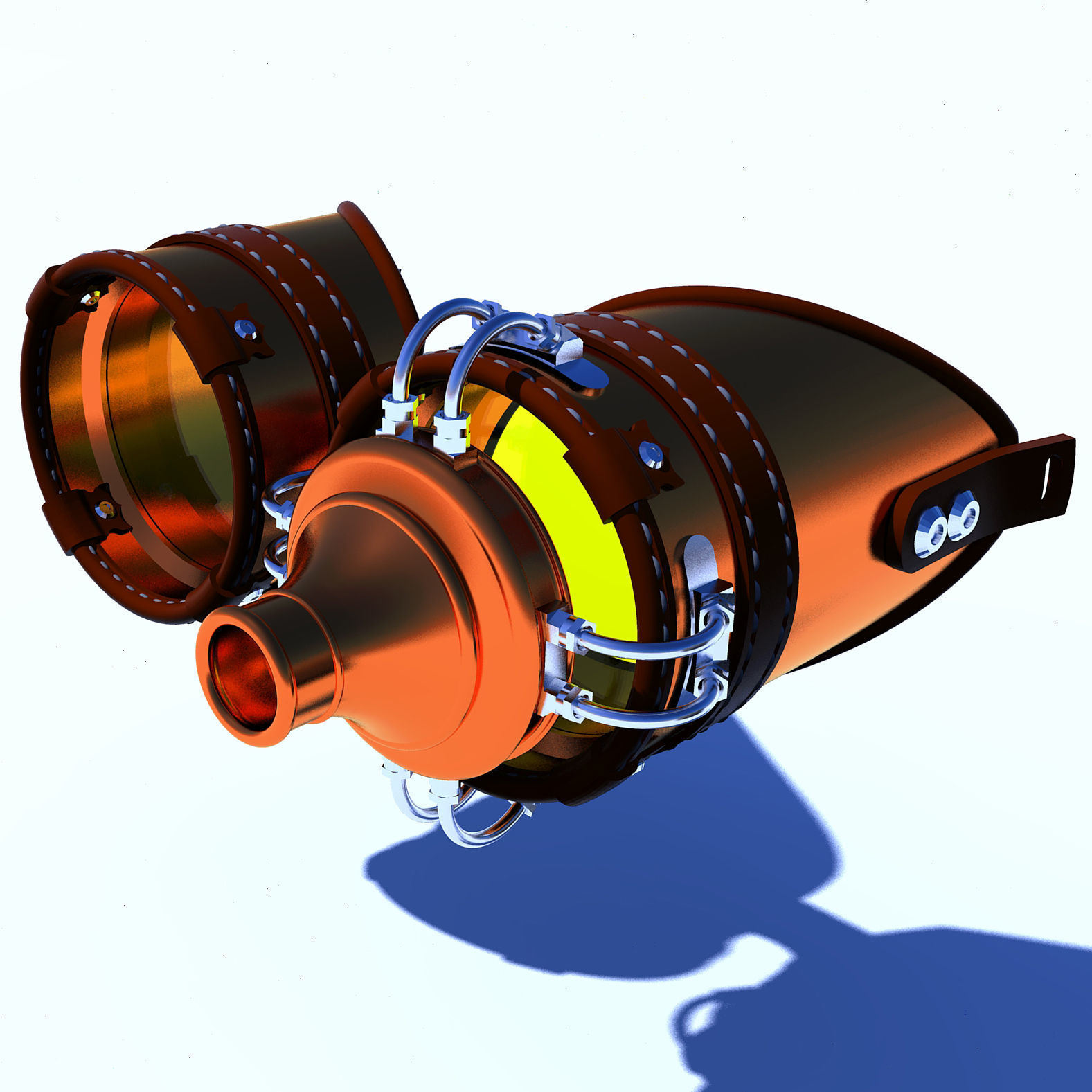 Steampunk Cosplay Goggles - Lens and leather 3D print model_2