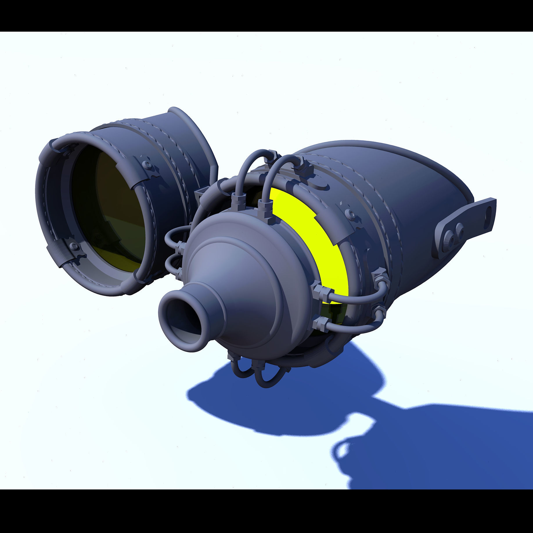 Steampunk Cosplay Goggles - Lens and leather 3D print model_3