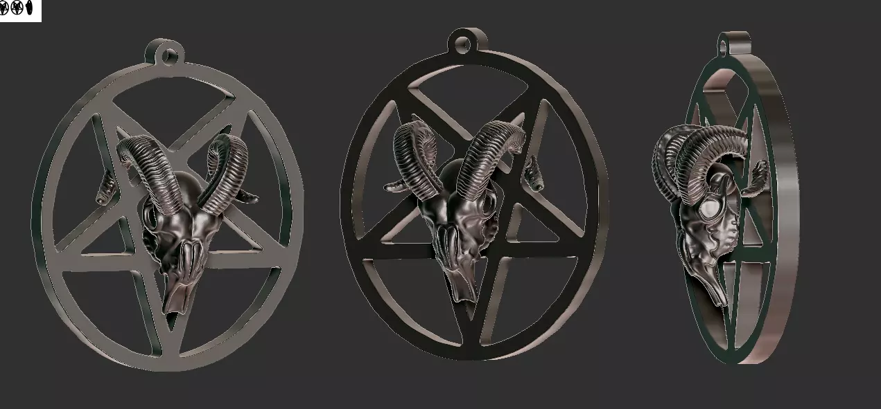 goat pentagram necklace 3D print model