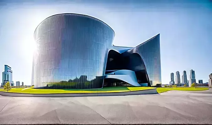 Shopping Mall Exterior 3D Model Deconstructivism design