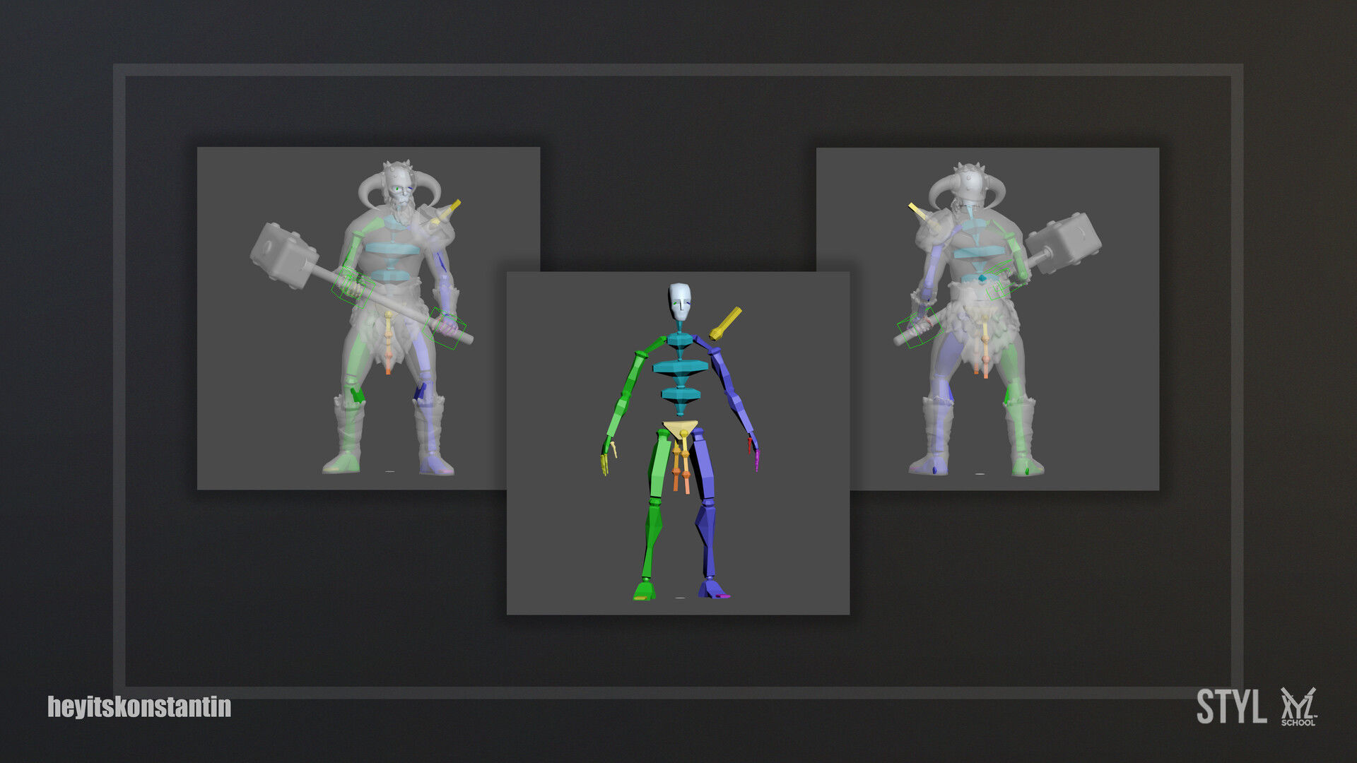 The Viking with axe Low-poly 3D model_2