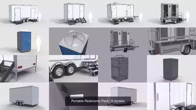 Portable Restrooms Pack 3D Model Collection