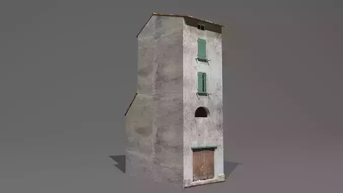 4 Storey white Italian row house Low-poly 3D model