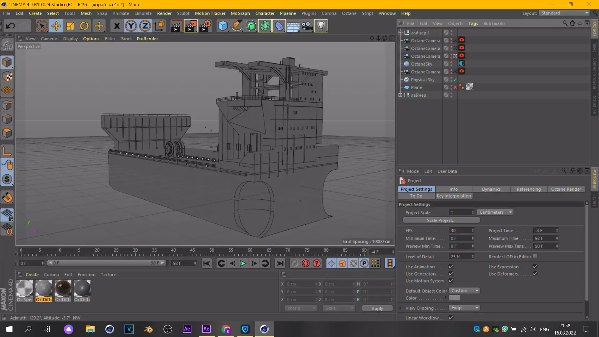Huge aircraft carrier ship cargo ship   Octane Render 3D model_0