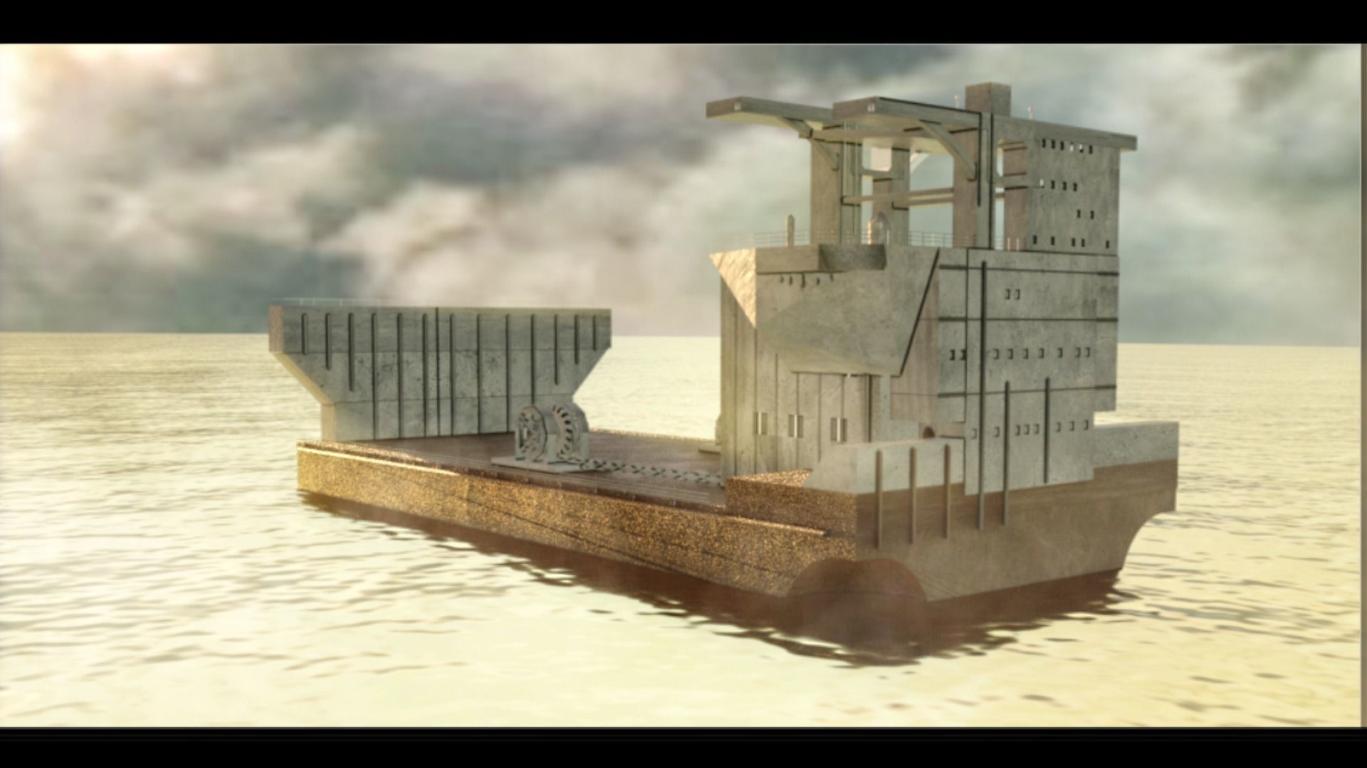 Huge aircraft carrier ship cargo ship   Octane Render 3D model_3