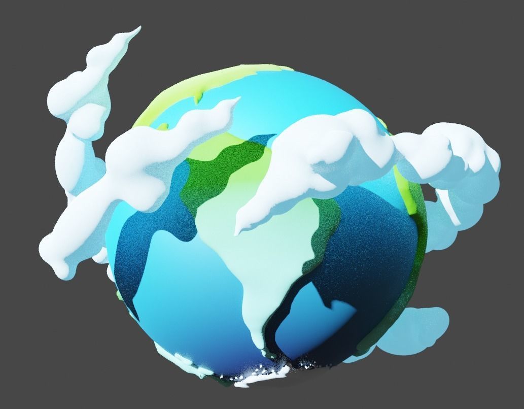 Cartoon Planet Earth 3D model_2